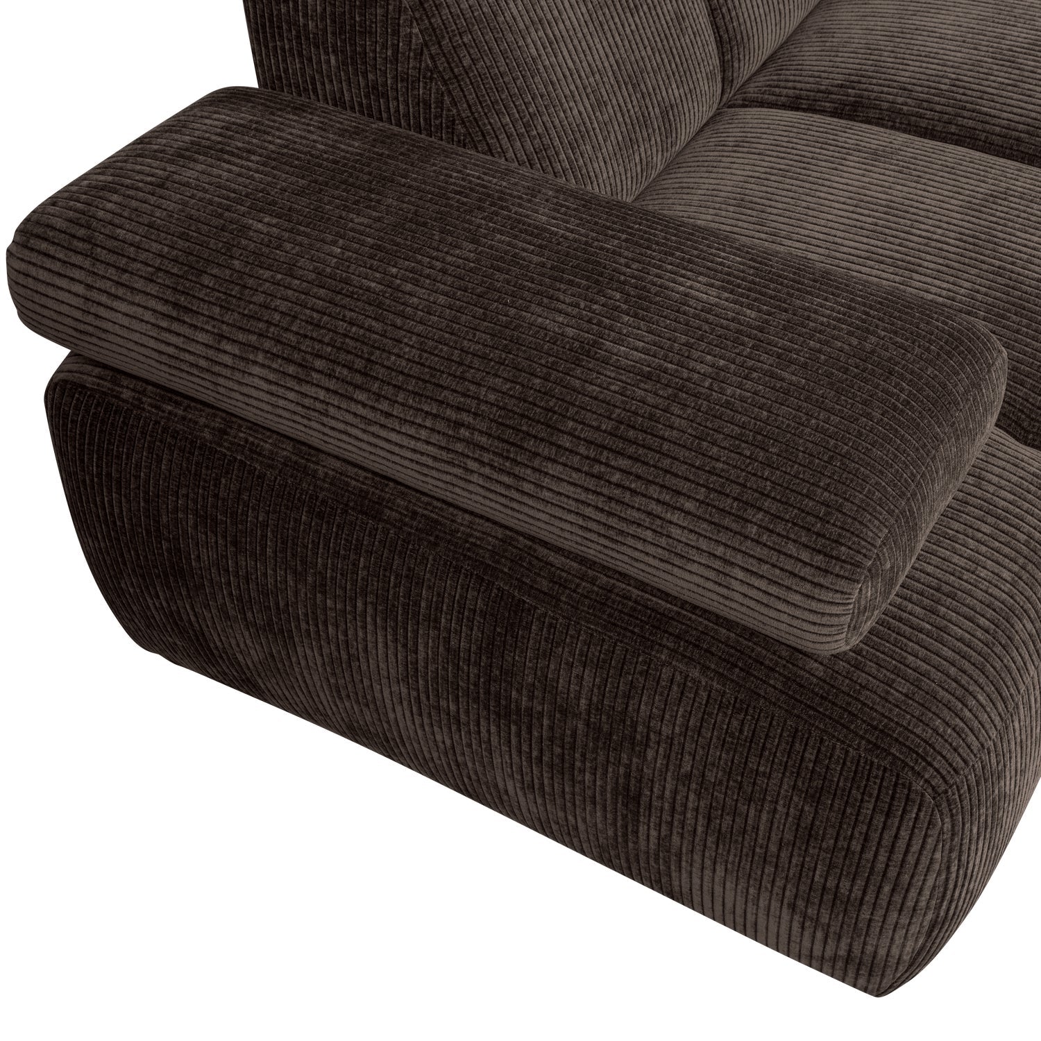 Right-facing modular corner sofa for 6 people MOJO in dark brown corduroy