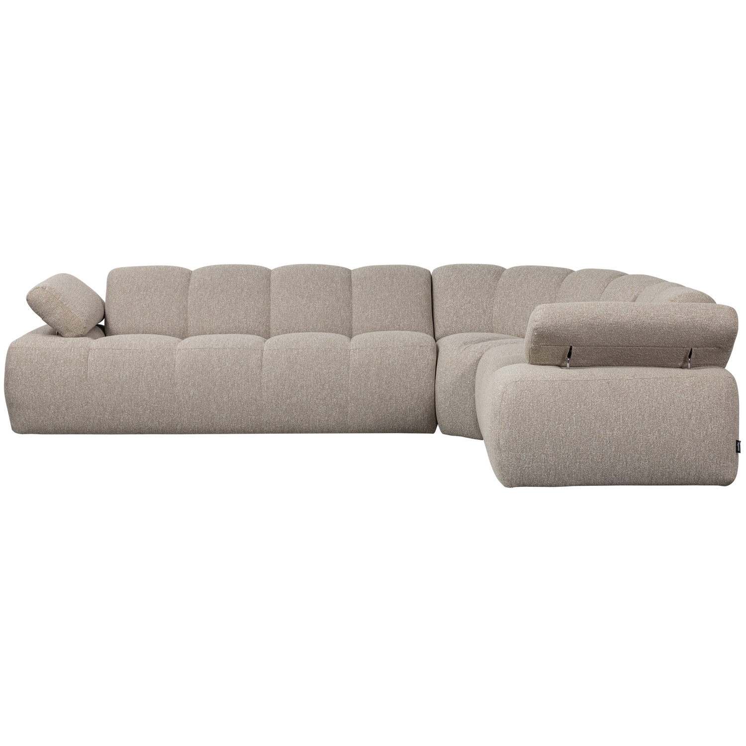 Right-facing modular corner sofa for 6 people MOJO sand mélange boucle