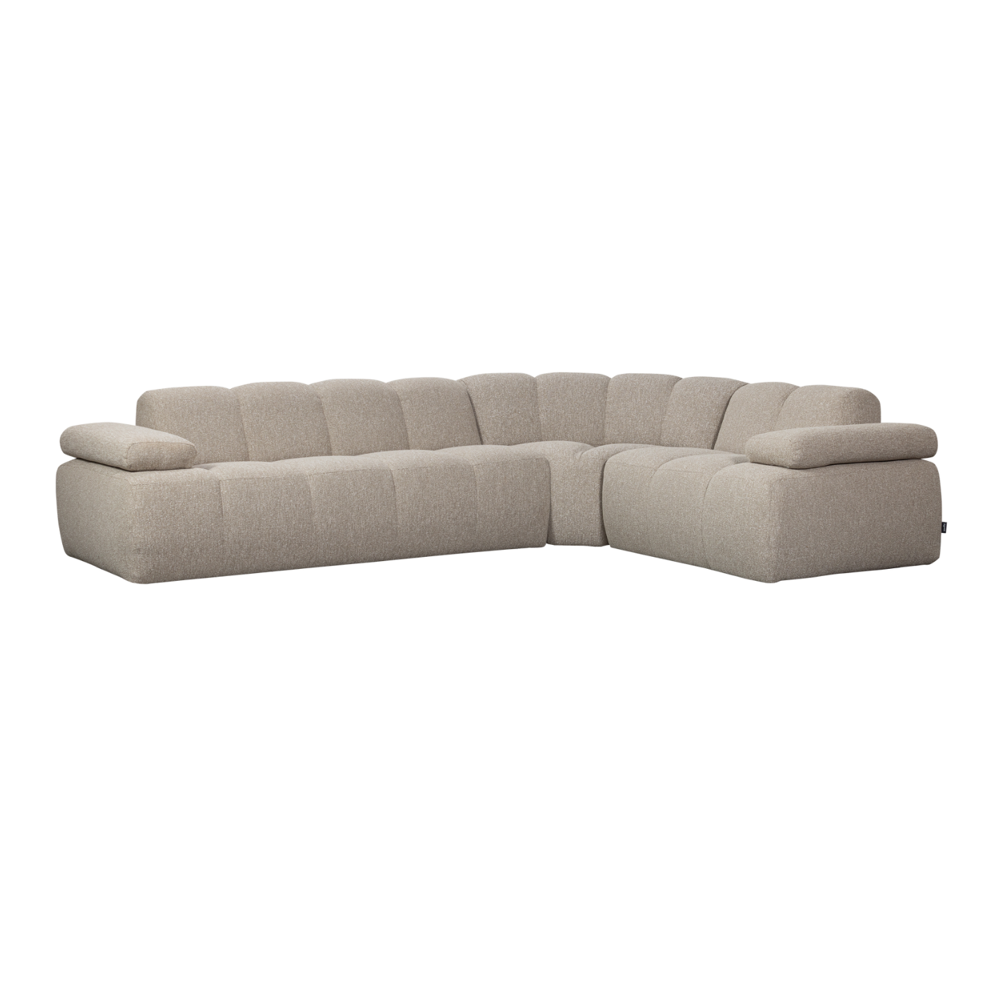 Right-facing modular corner sofa for 6 people MOJO sand mélange boucle
