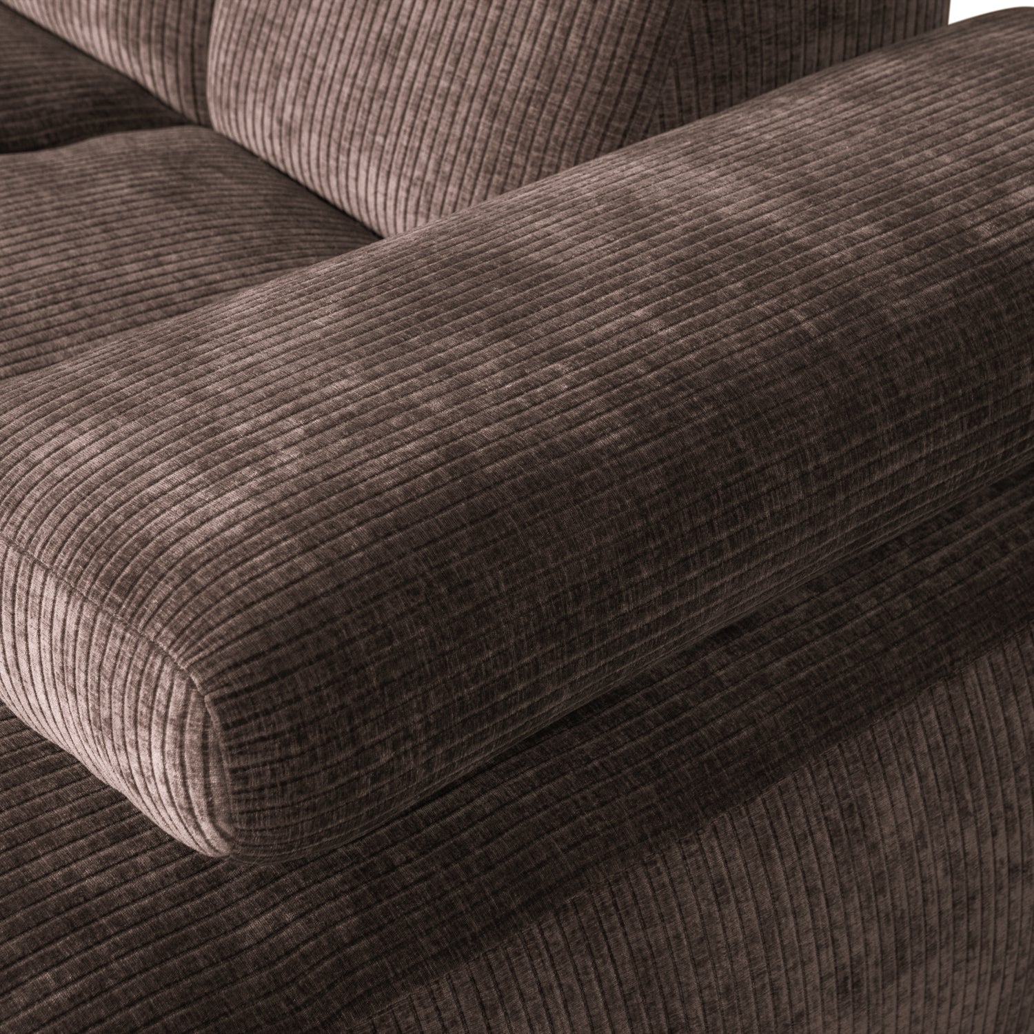 Right-facing modular corner sofa MOJO in dark brown corduroy