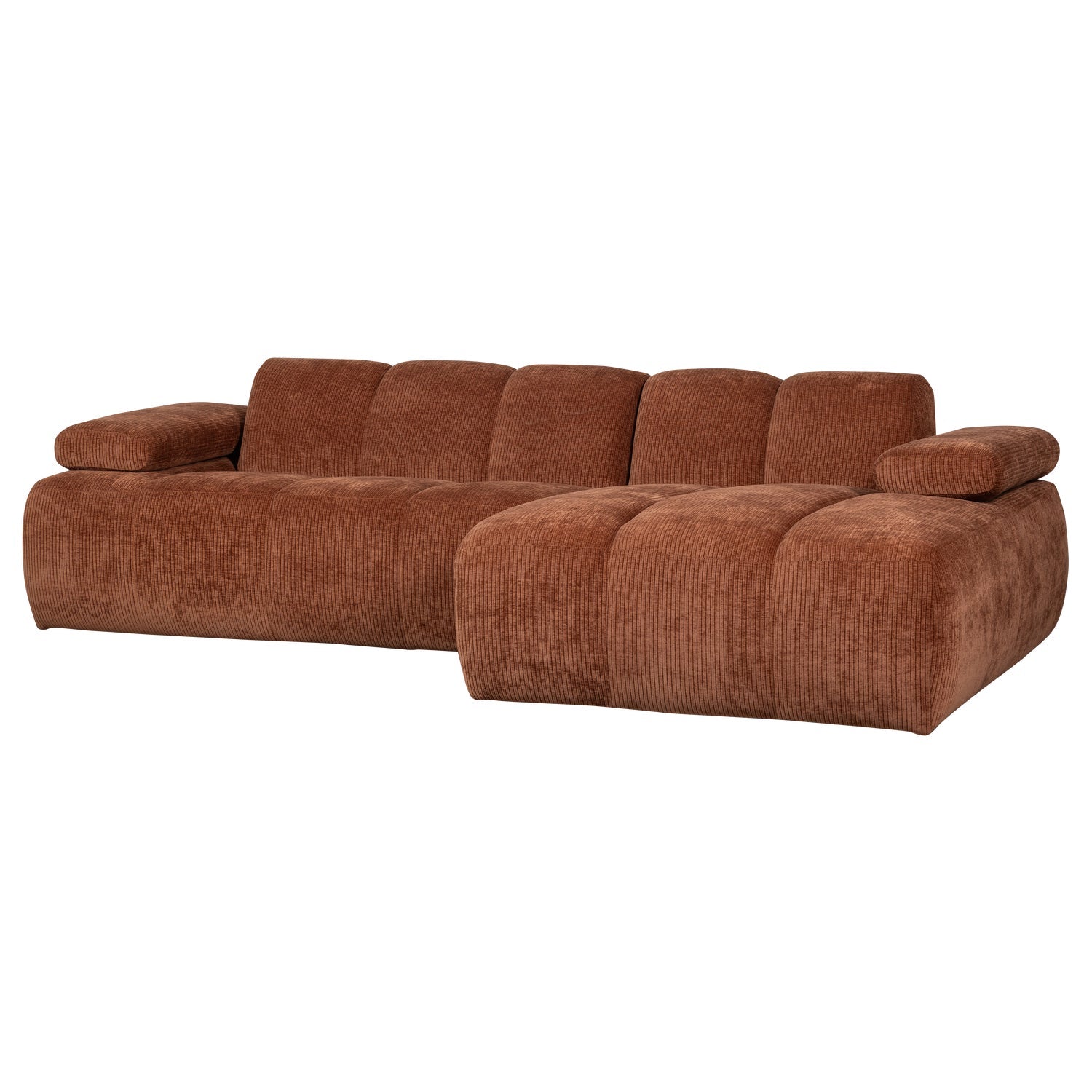 Right-facing modular corner sofa MOJO in brown corduroy