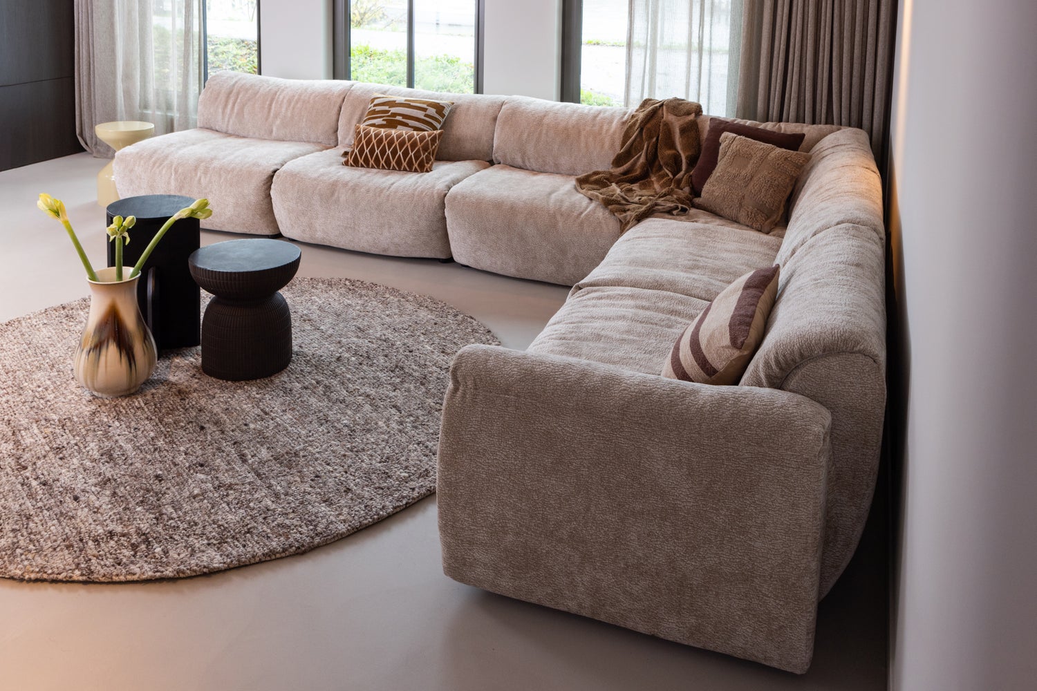 Modulárna pohovka BAGGY 3D - pravý prvok pieskový