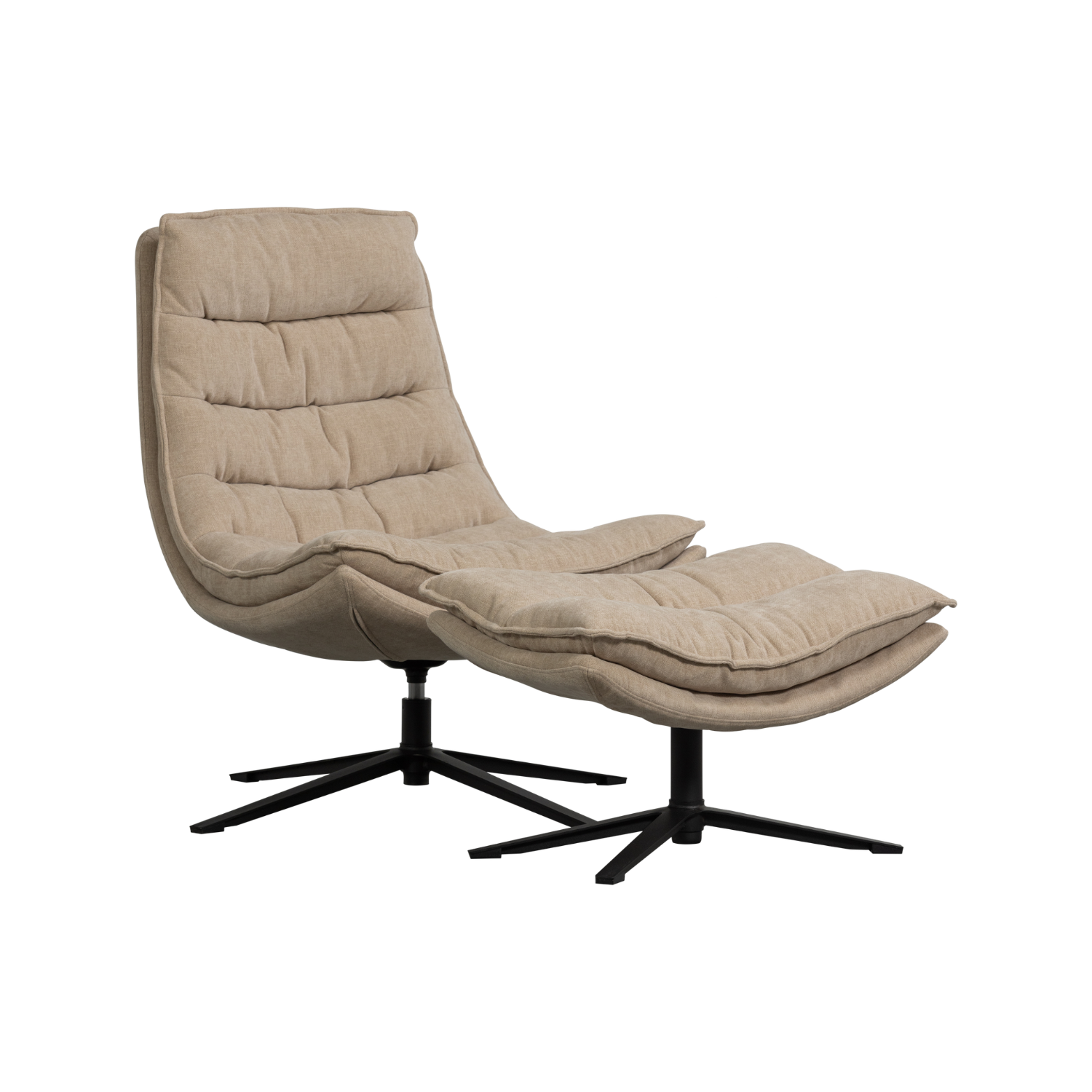 KUBE Beige Swivel Armchair with Footrest