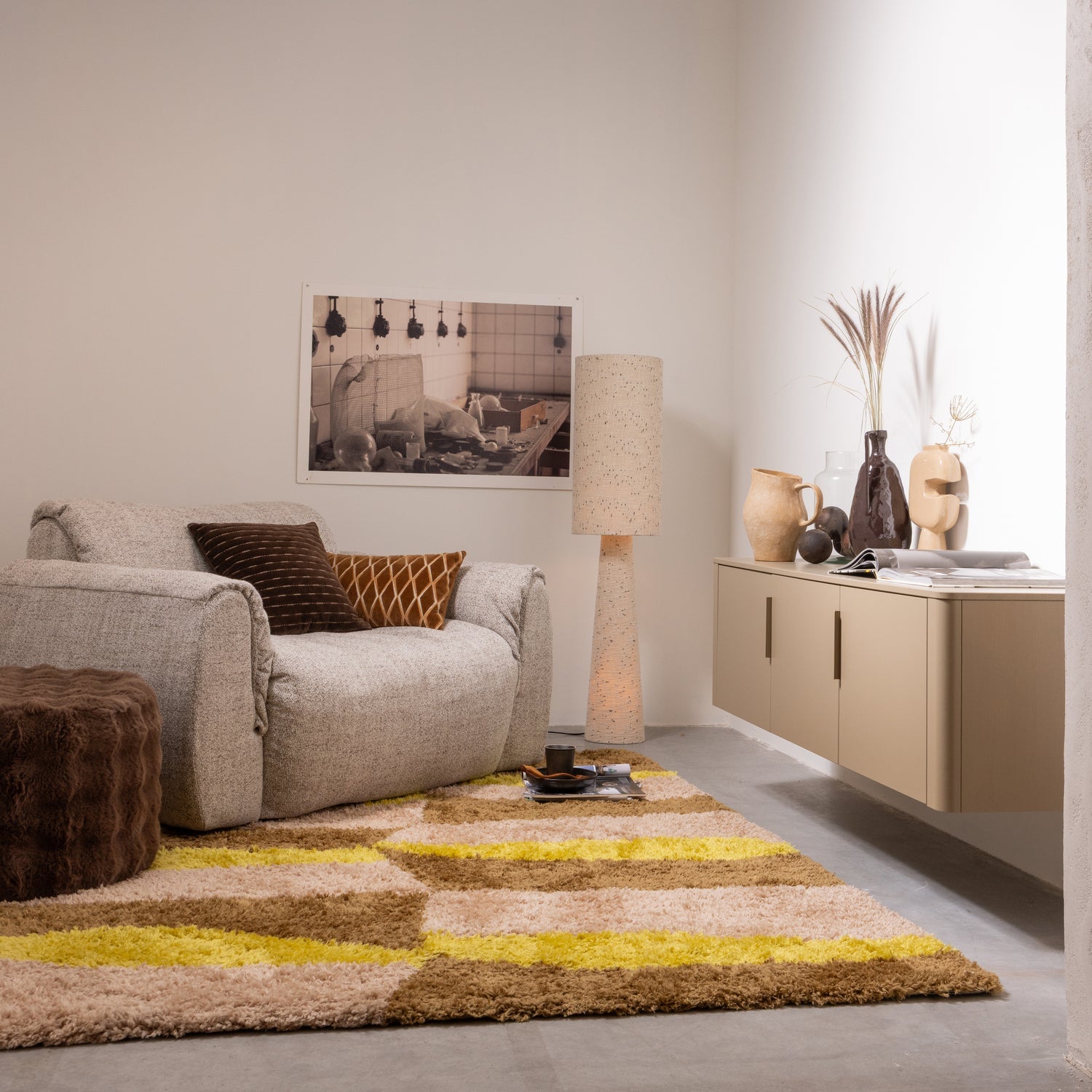 LOFT Cream Floor Lamp with Black Dots