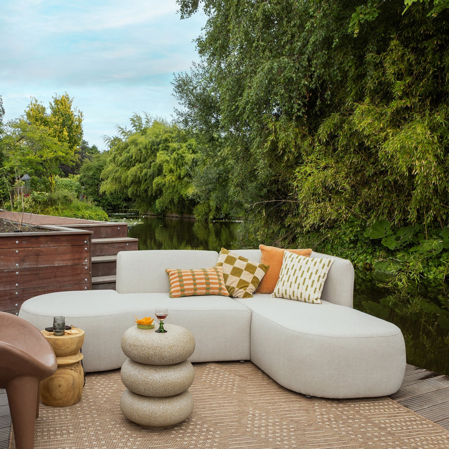 Right-facing garden corner sofa CHIOS beige