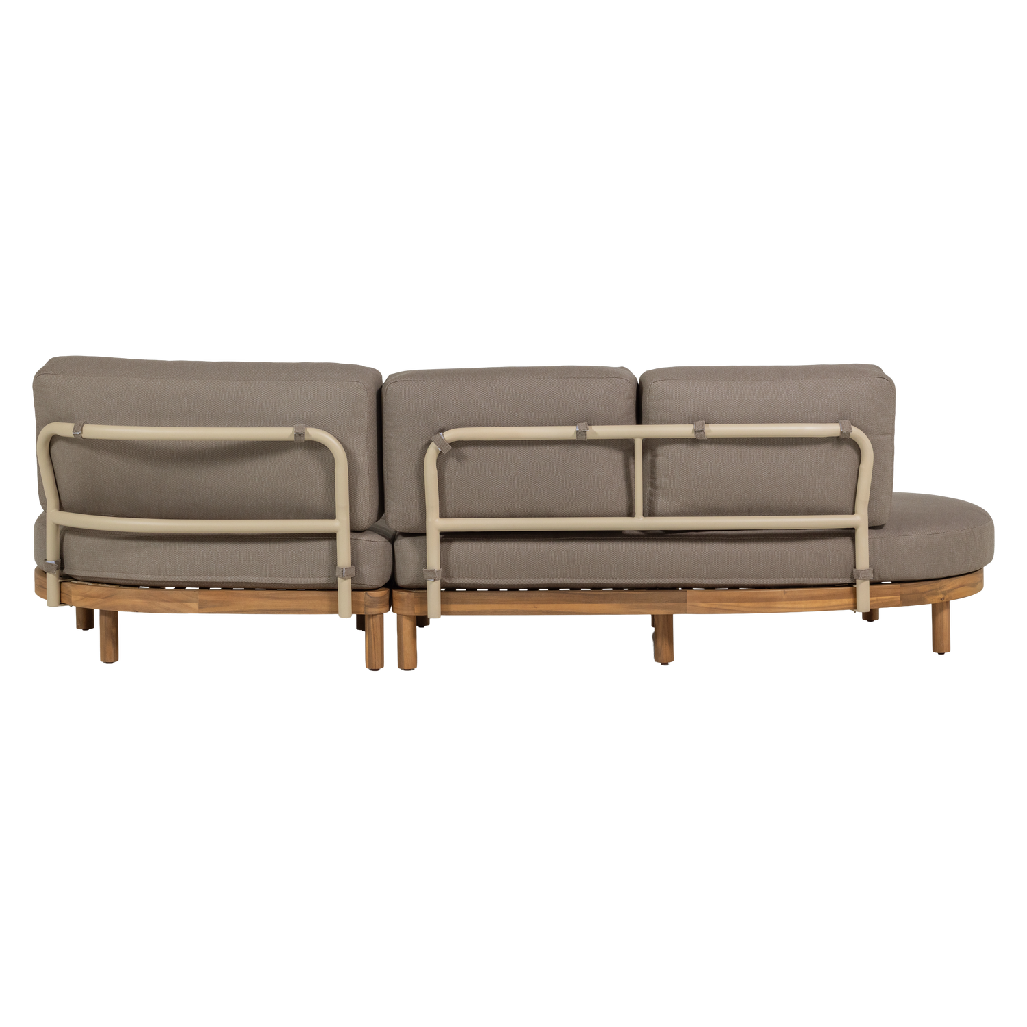 Pravostranný záhradný rohový nábytok ZINTO šedý s akáciovou drevenou základňou