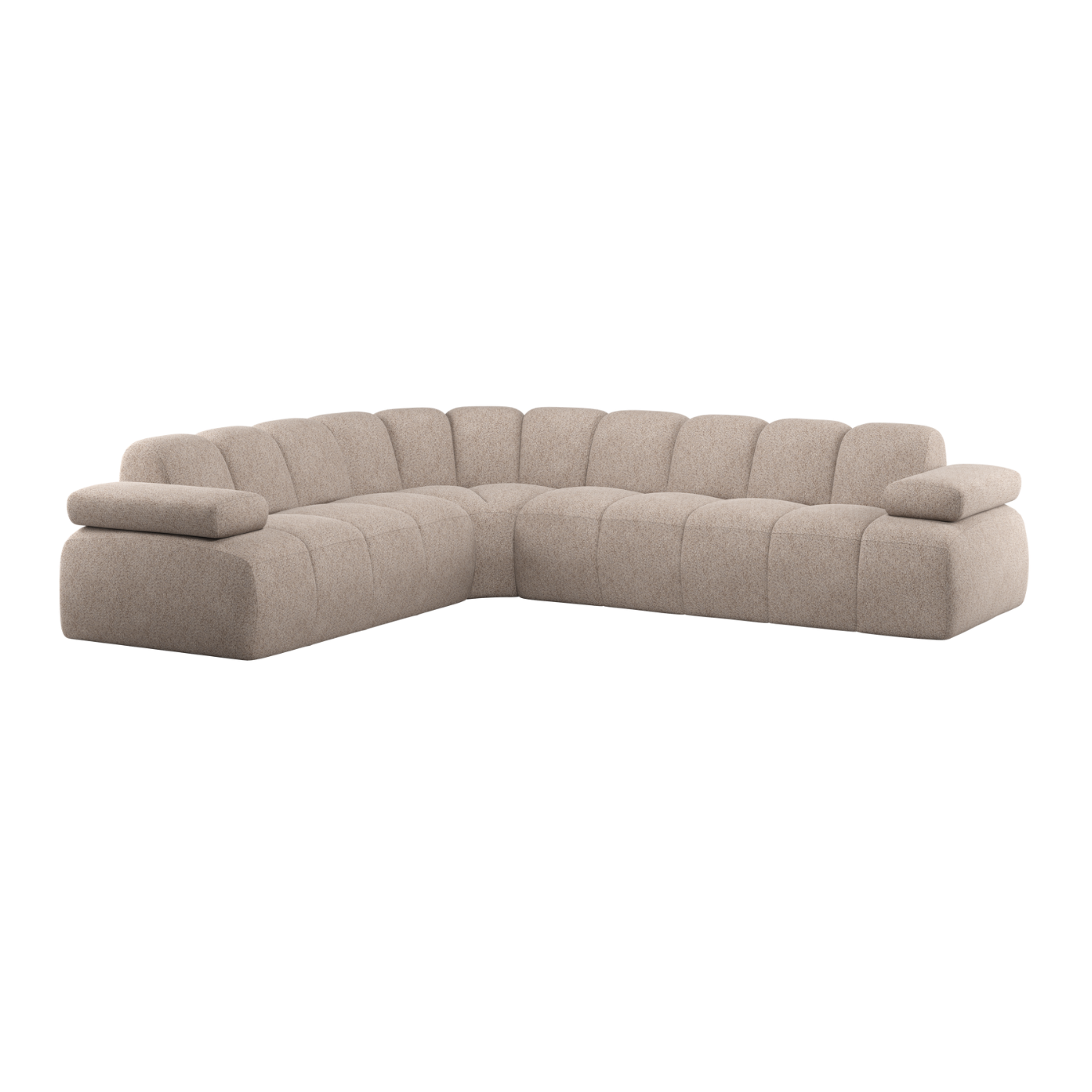 Left-facing modular sofa for 6 people MOJO sand lambskin