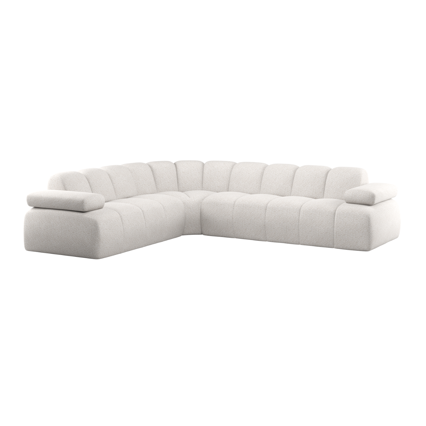 Left-facing modular sofa for 6 people MOJO ecru lambskin