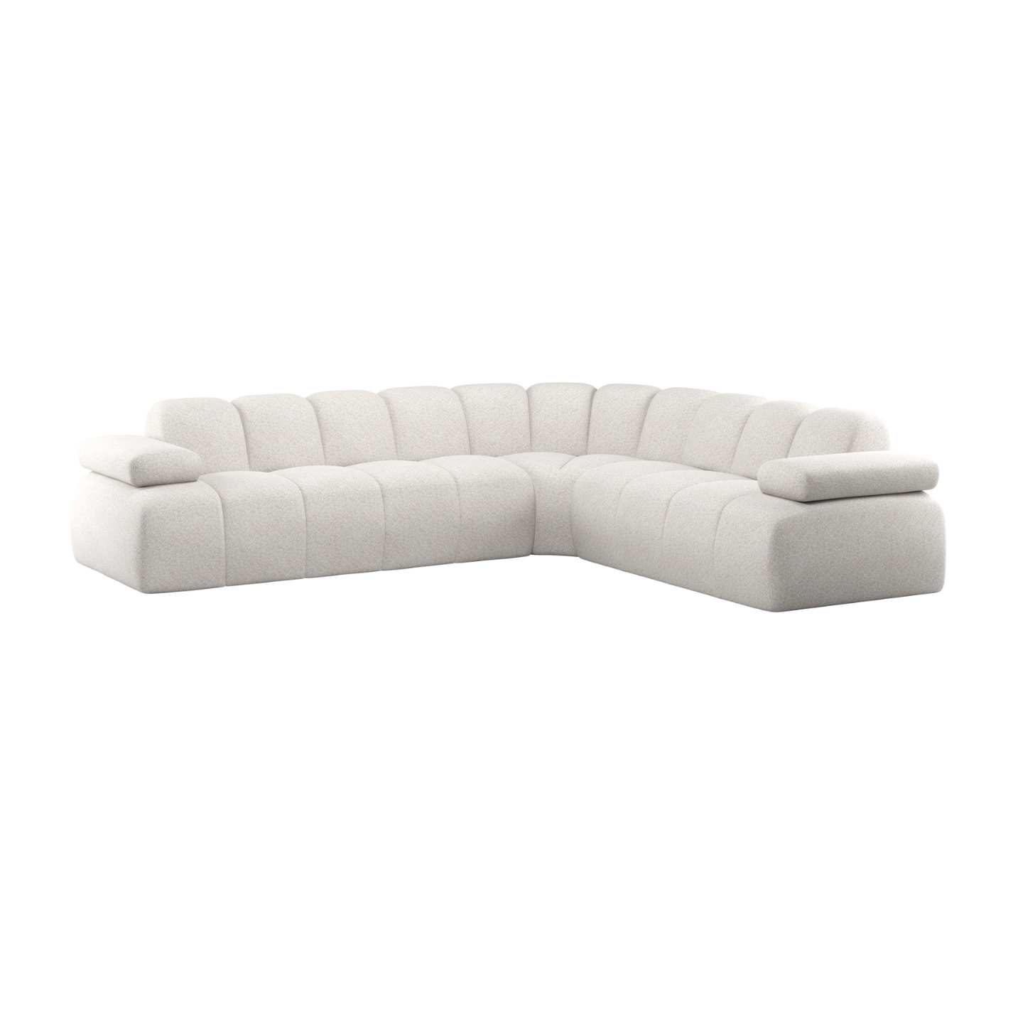 Right-facing modular sofa for 6 people MOJO ecru lambskin