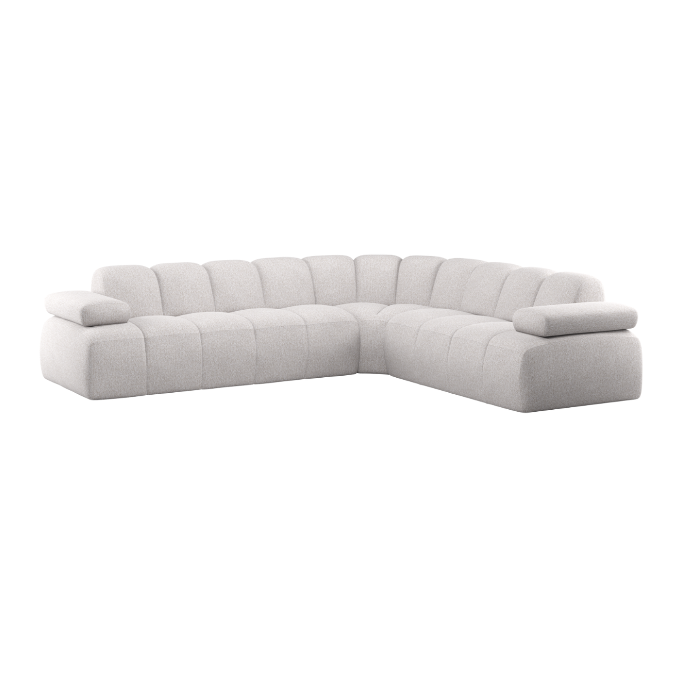 Right-facing modular corner sofa for 6 people MOJO ecru mélange boucle