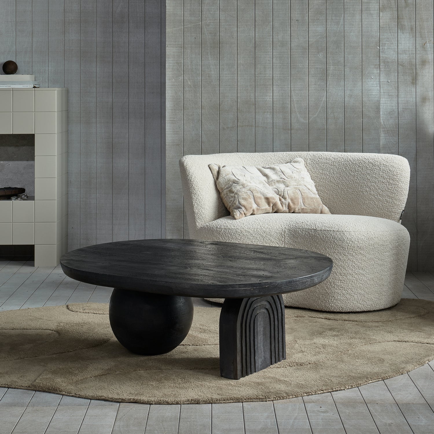 Sofa ľavostranná STONE krémový boucle