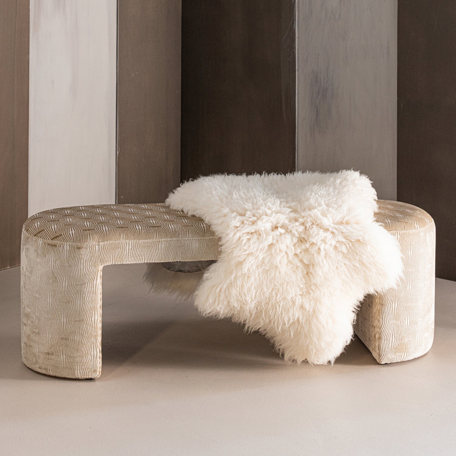 JACOB Bench Beige Striped