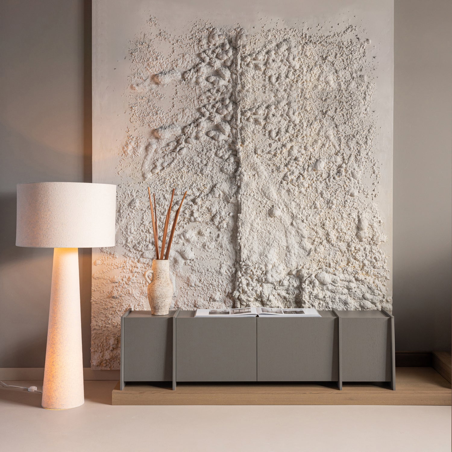 Podlahová lampa LOFT XXL béžový boucle