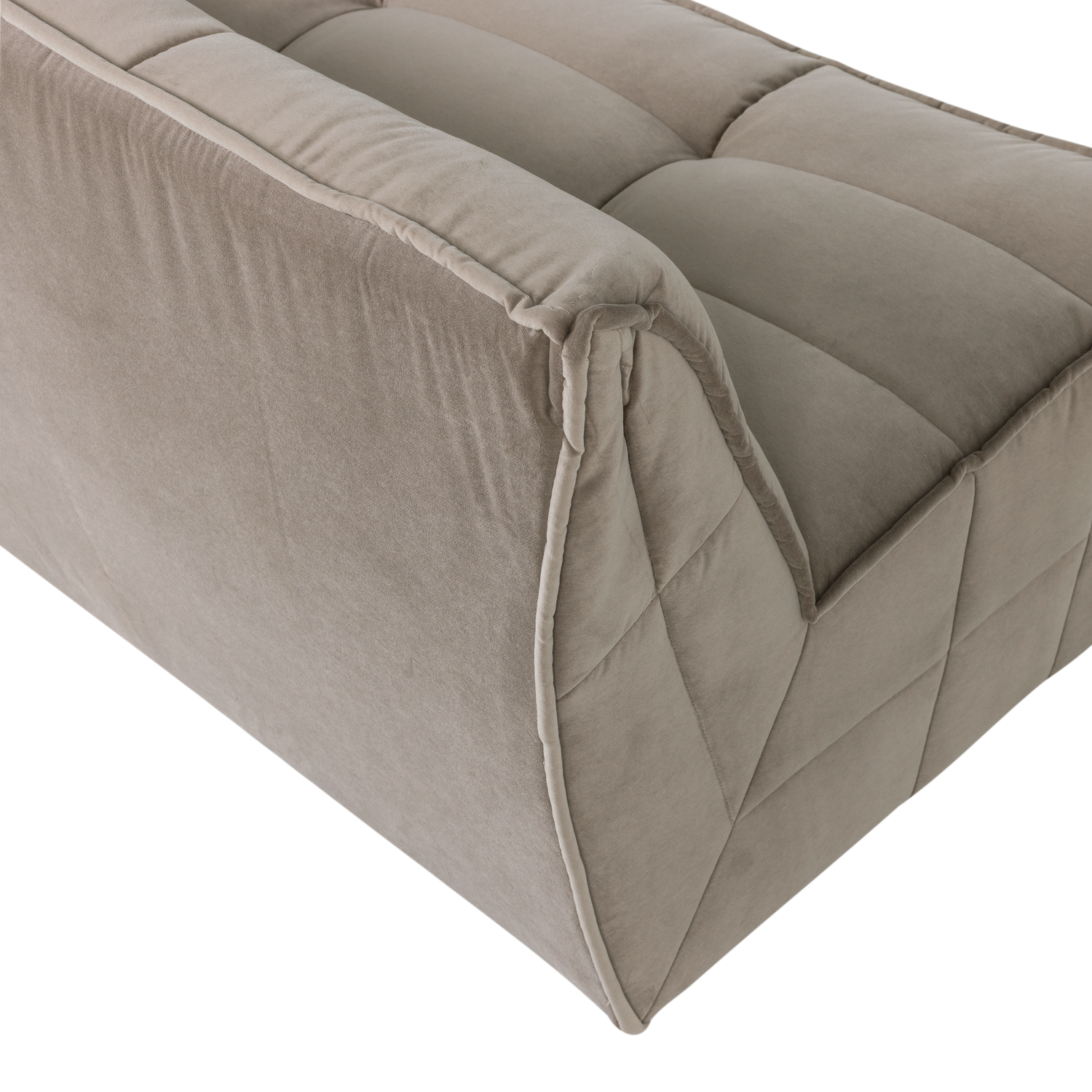 Sofa zamatová CLUSTER - modul 3-miestny béžový