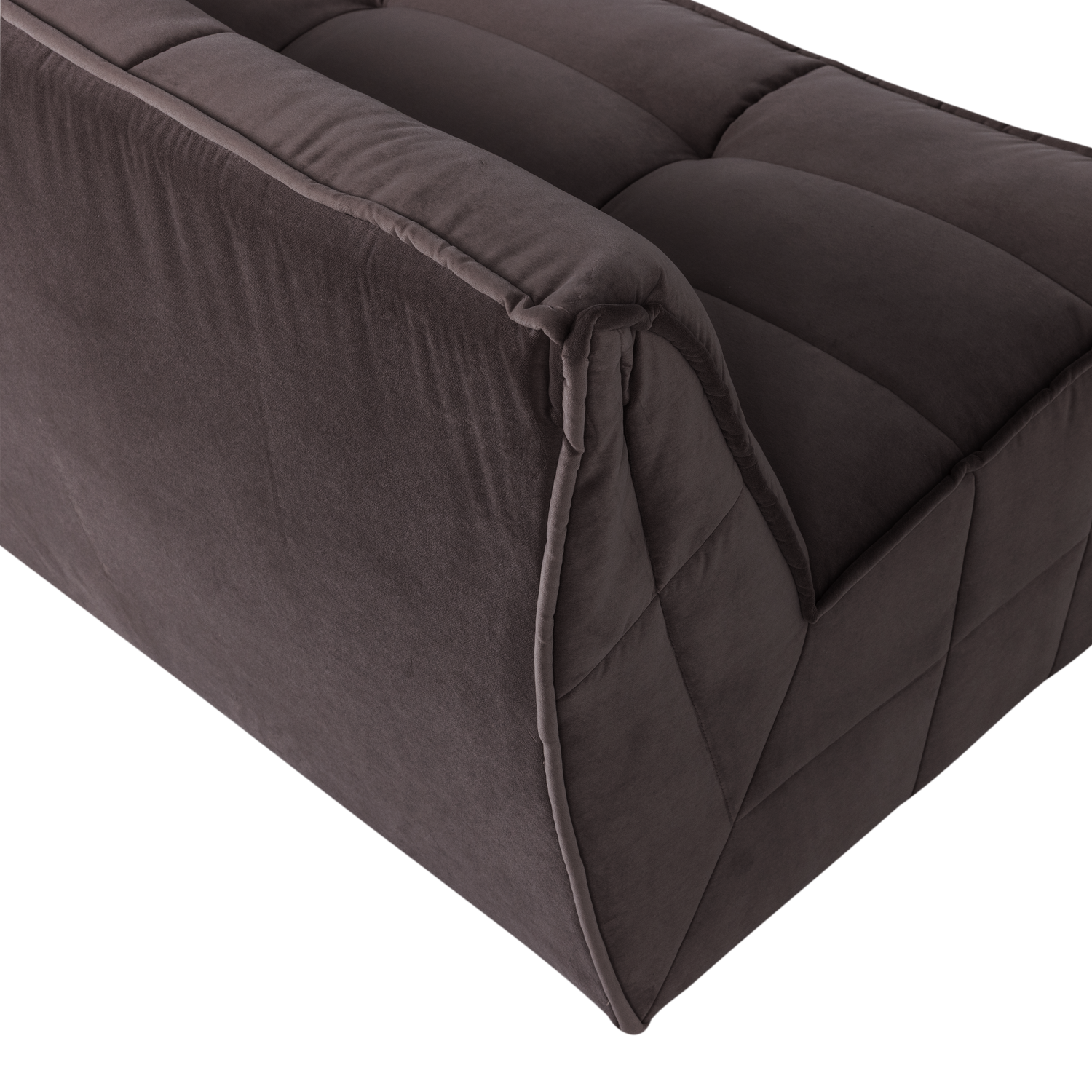 Sofa zamatová CLUSTER - modul 3-miestny čokoládový