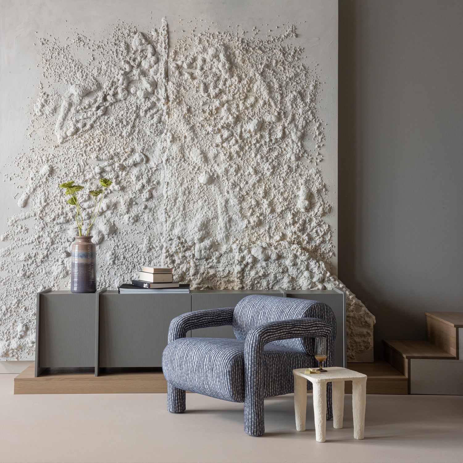 Fotel LENNY šedý s modrým