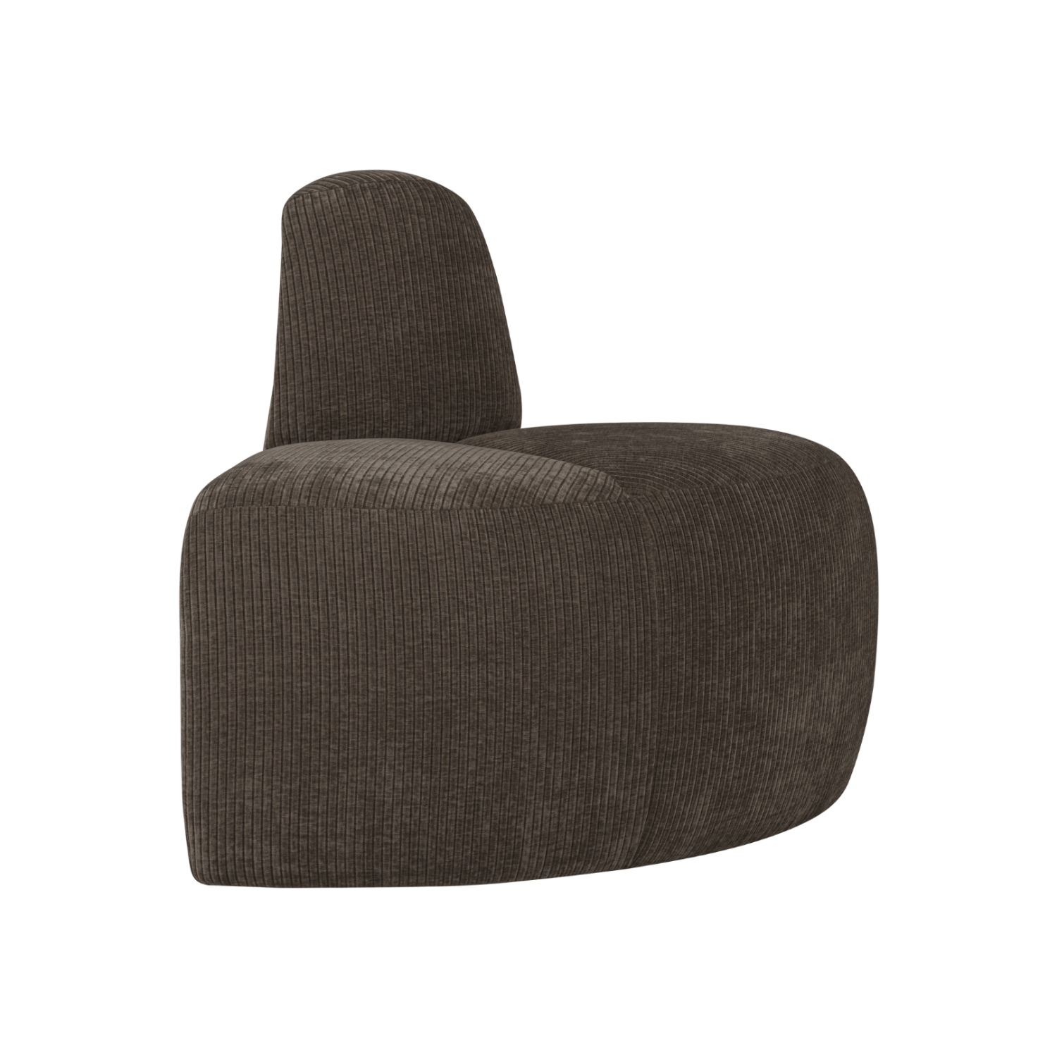 MOJO BENCH Modular Sofa - Rounded Corner Element in Brown Corduroy