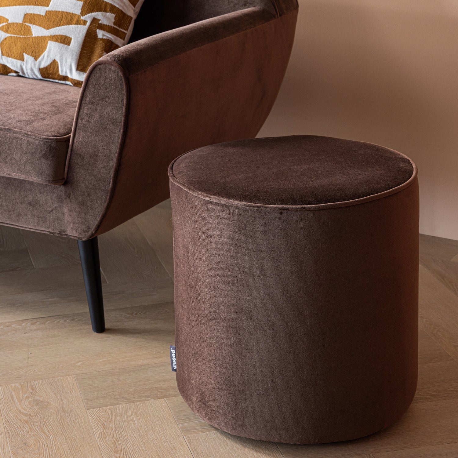 Chocolate Velvet Pouf SARA