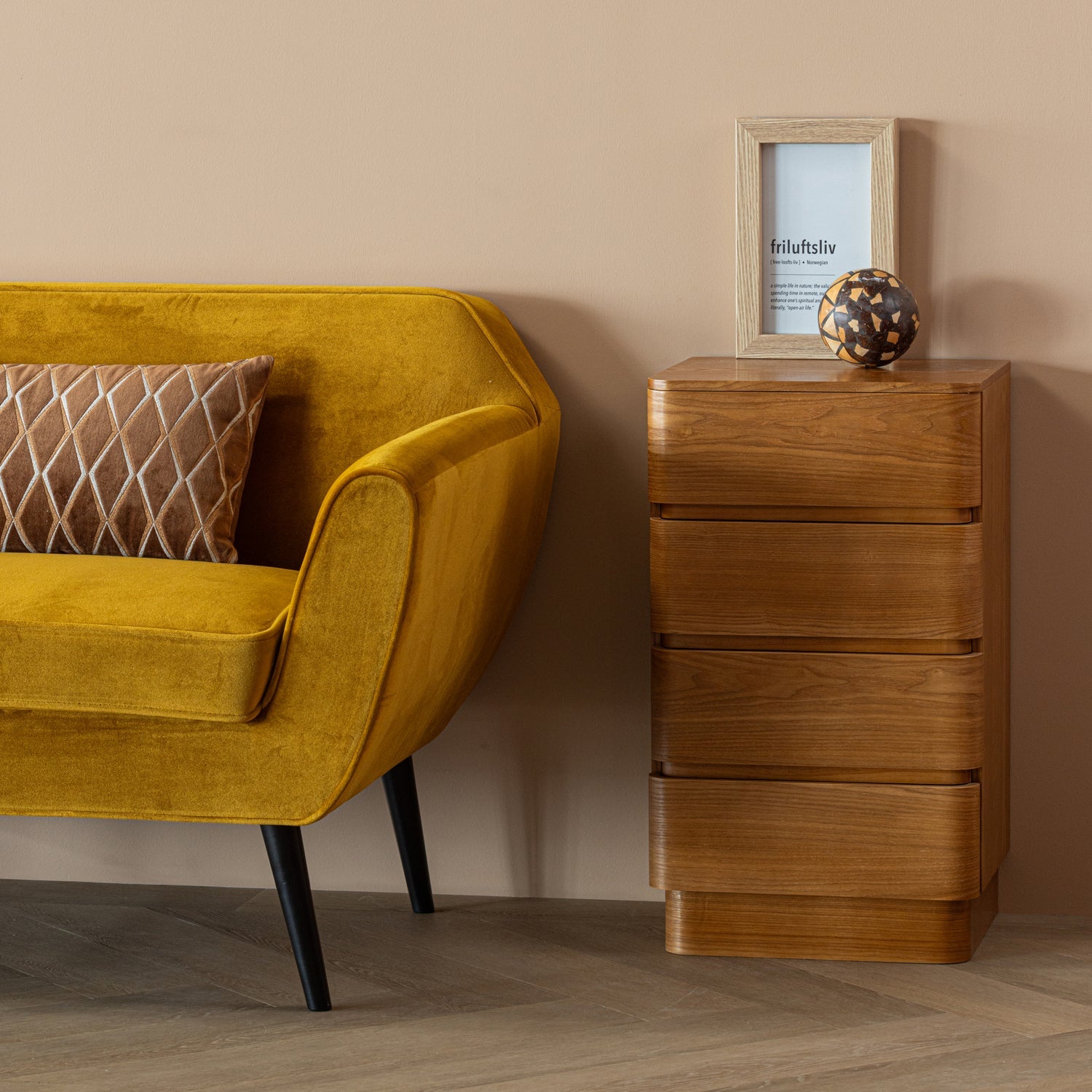 Mustard Velvet 2-Seater Sofa ROCCO