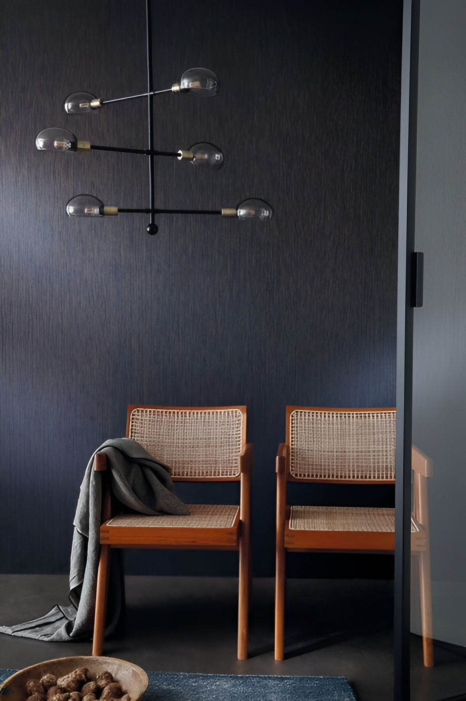 Textile wallpaper with structural vertical stripes JUSSIEU - CELADON mint green