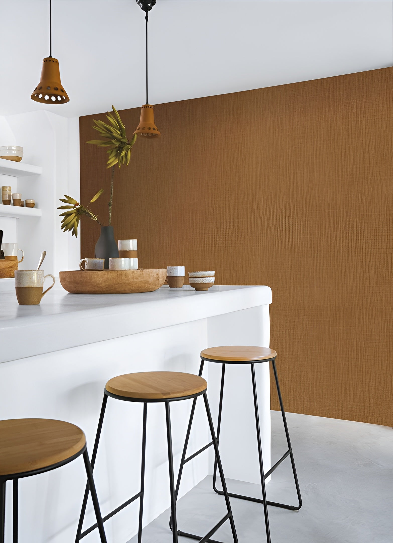 Structural wallpaper imitating linen canvas SHINOK - VERT D'EAU muted green