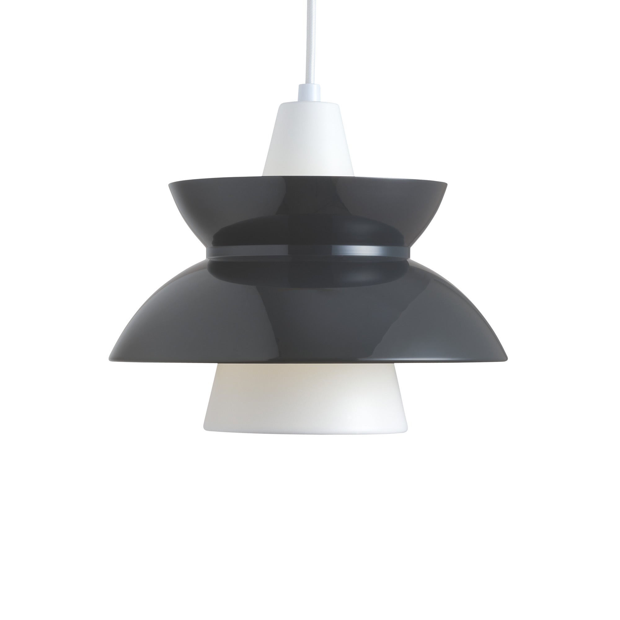 Závesná lampa DOO-WOP biela s tmavosivým povrchom