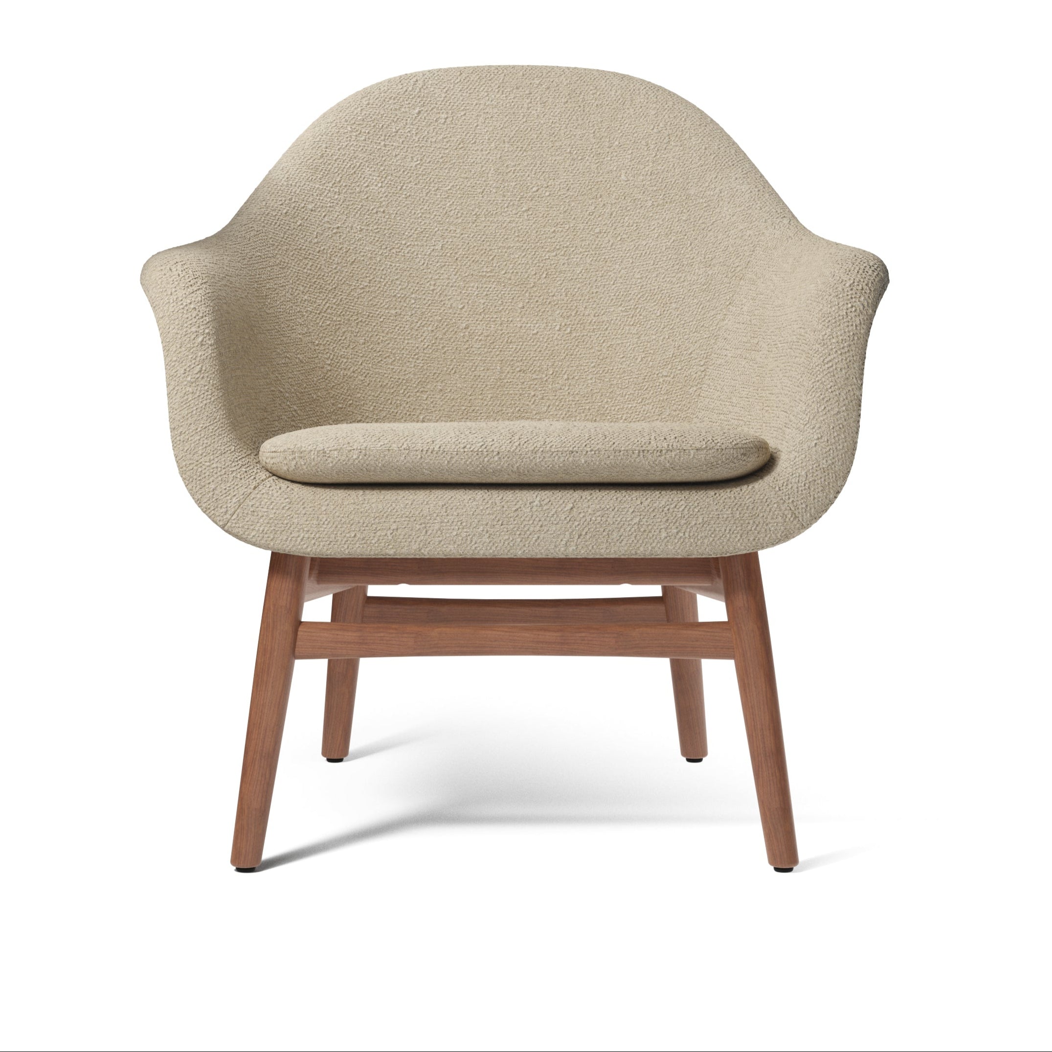 HARBOUR beige armchair with walnut base