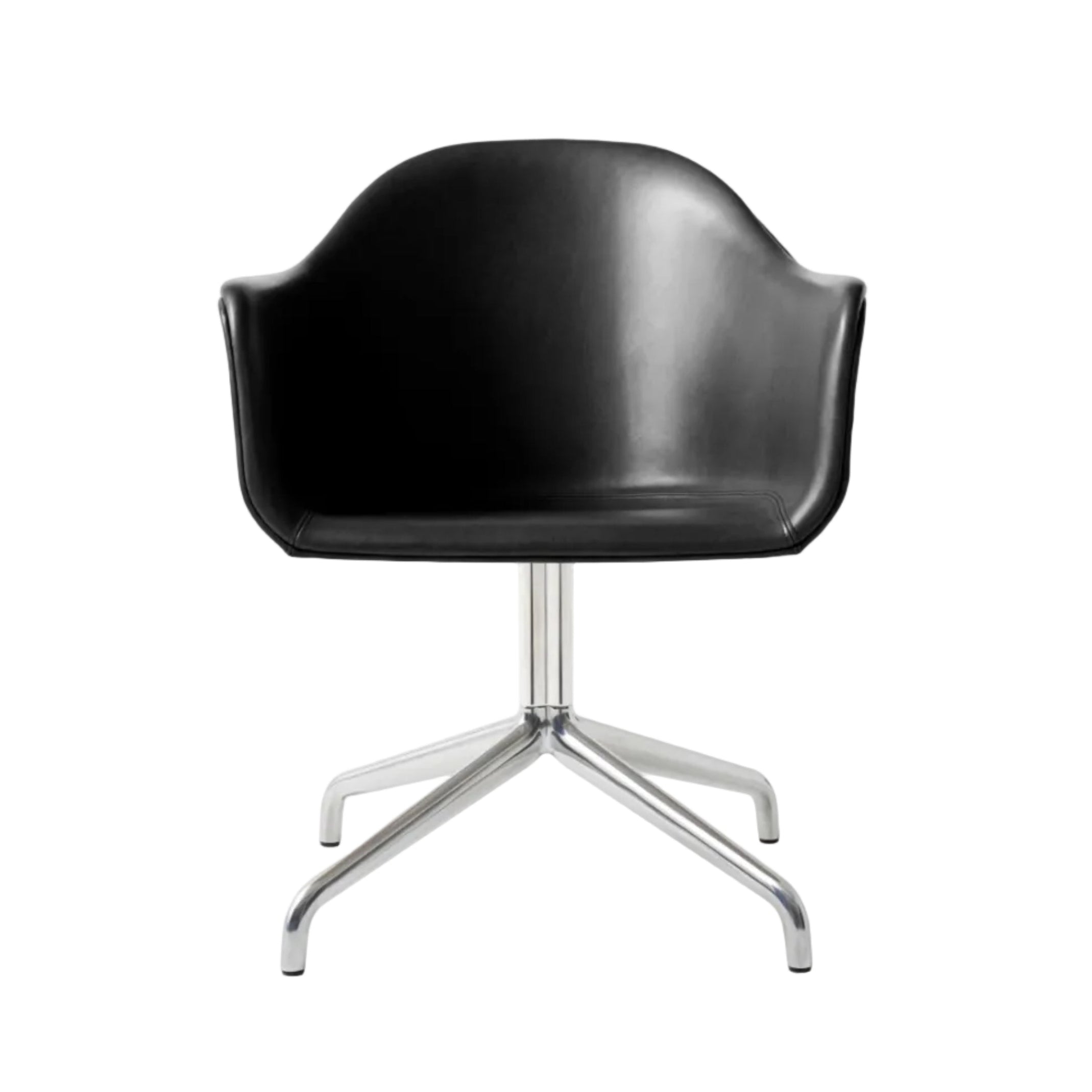 HARBOUR Office Chair Black Faux Leather with Silver Base