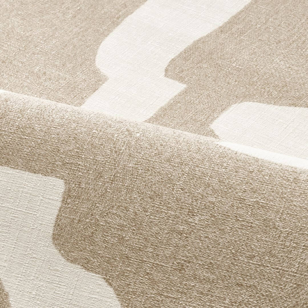 Tapeta so štruktúrou napodobňujúcou tkaninu v abstraktných organických tvaroch SERAN - RAYON DE LUNE béžová