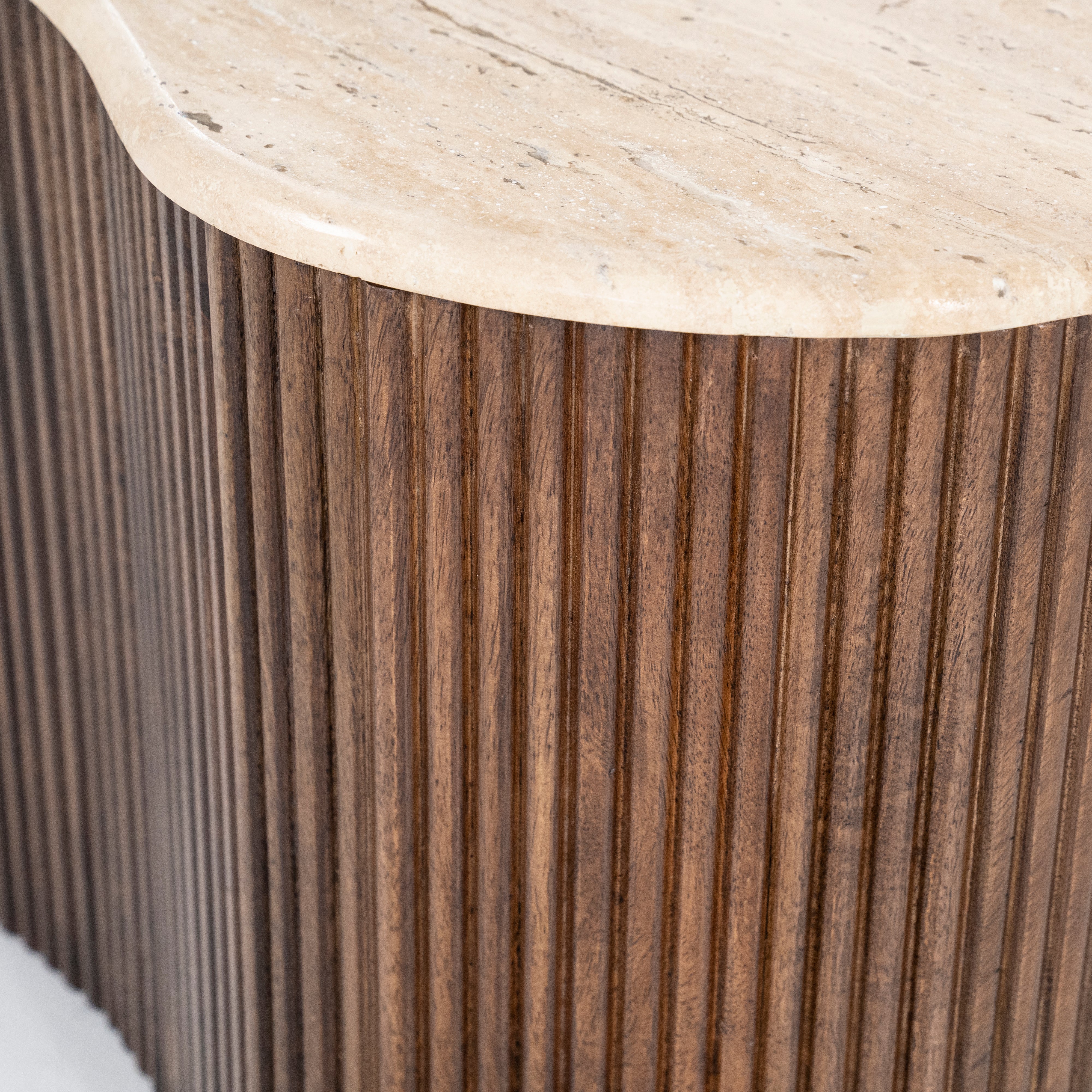 Kávový stolík MARI z mangového dreva s travertínovou doskou