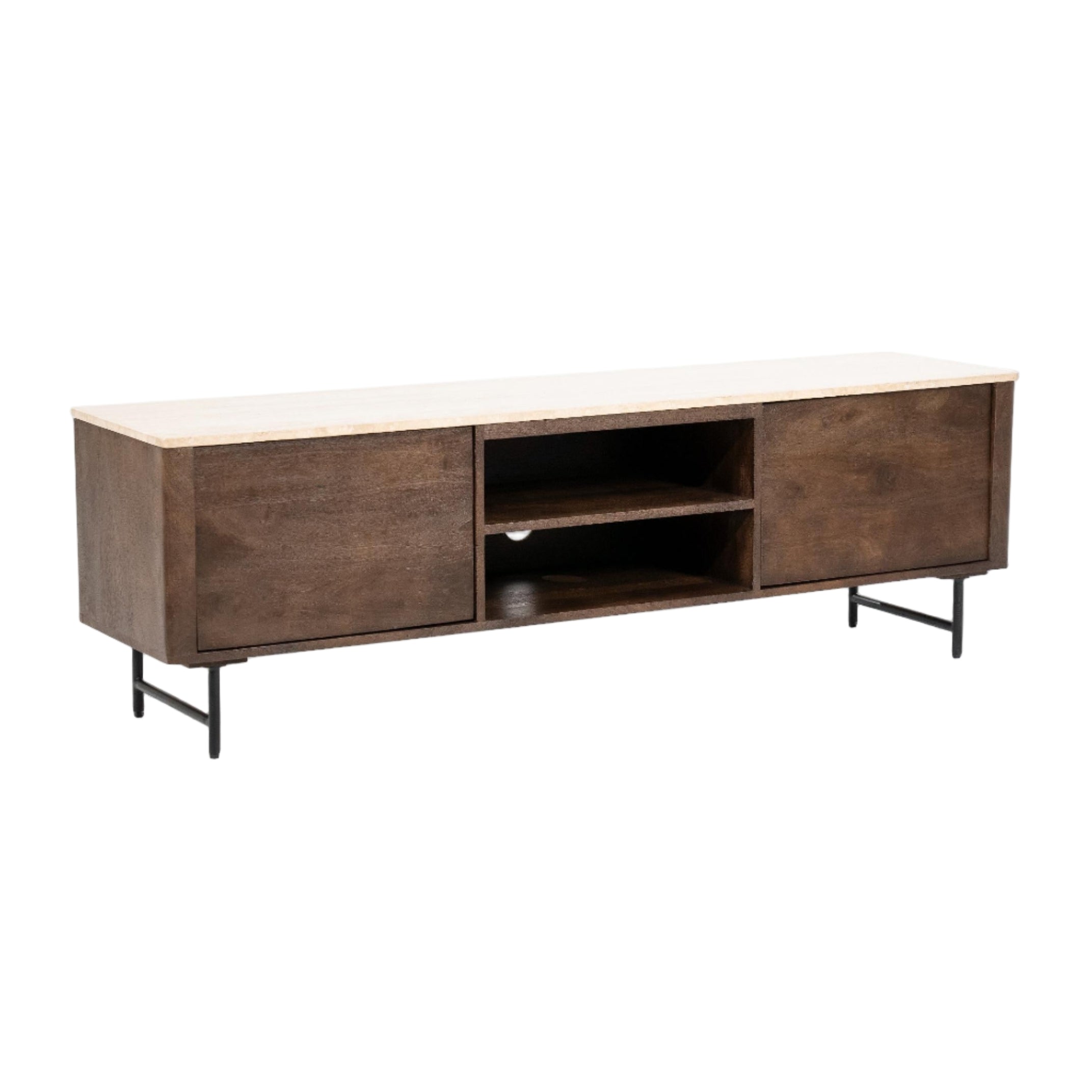 RTV Cabinet LIO brown mango wood with travertine