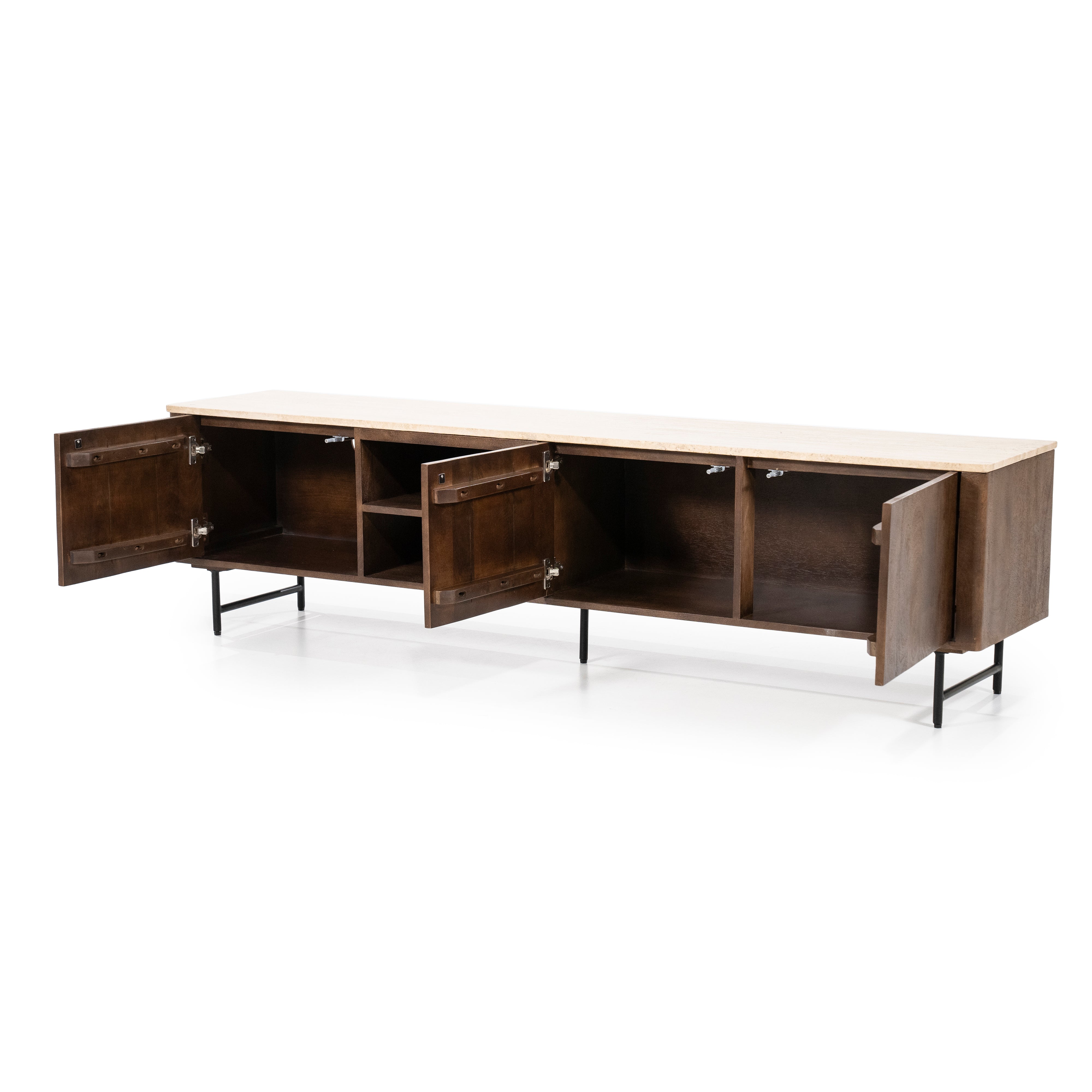 RTV Cabinet LIO brown mango wood with travertine