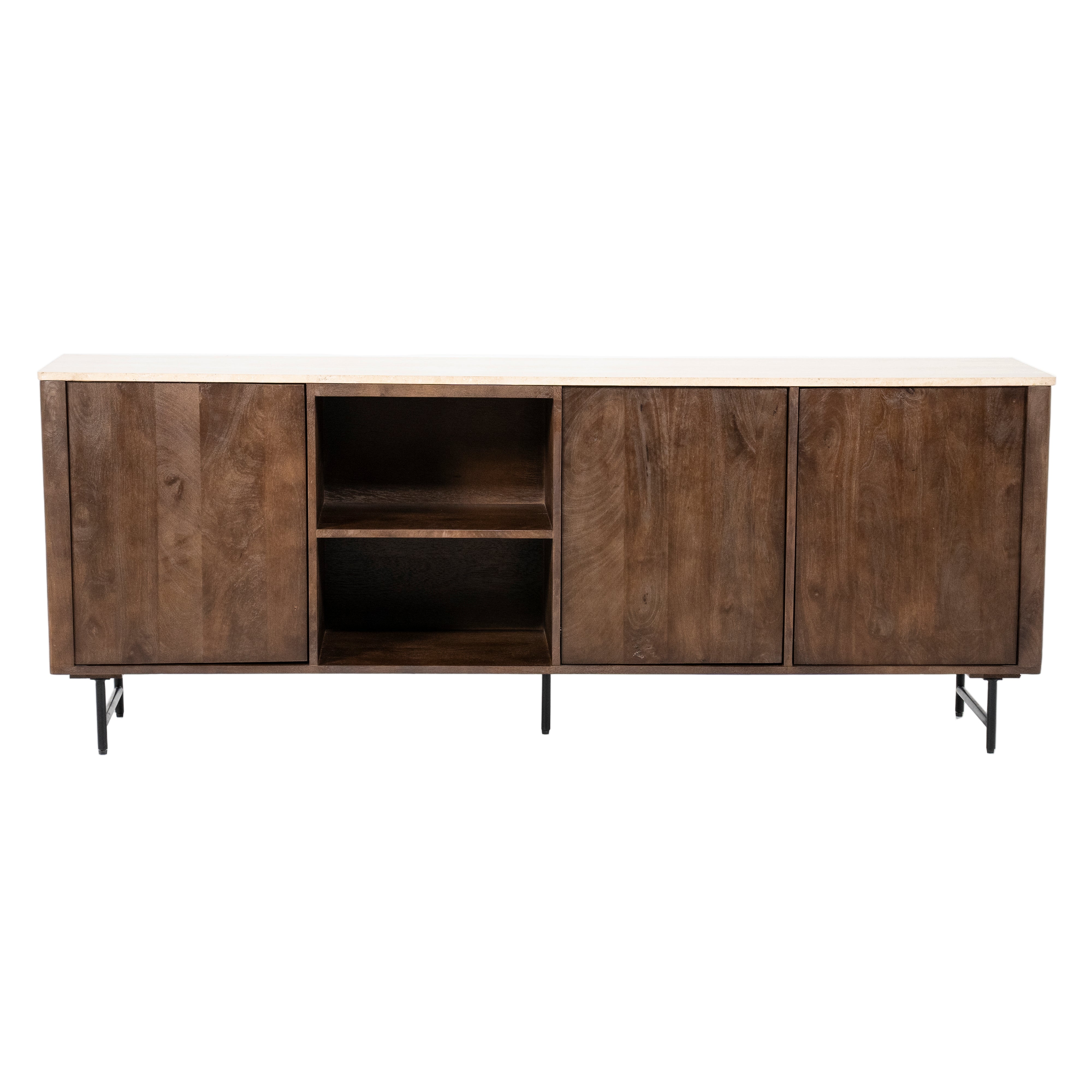 LIO chest of drawers brown mango wood with travertine