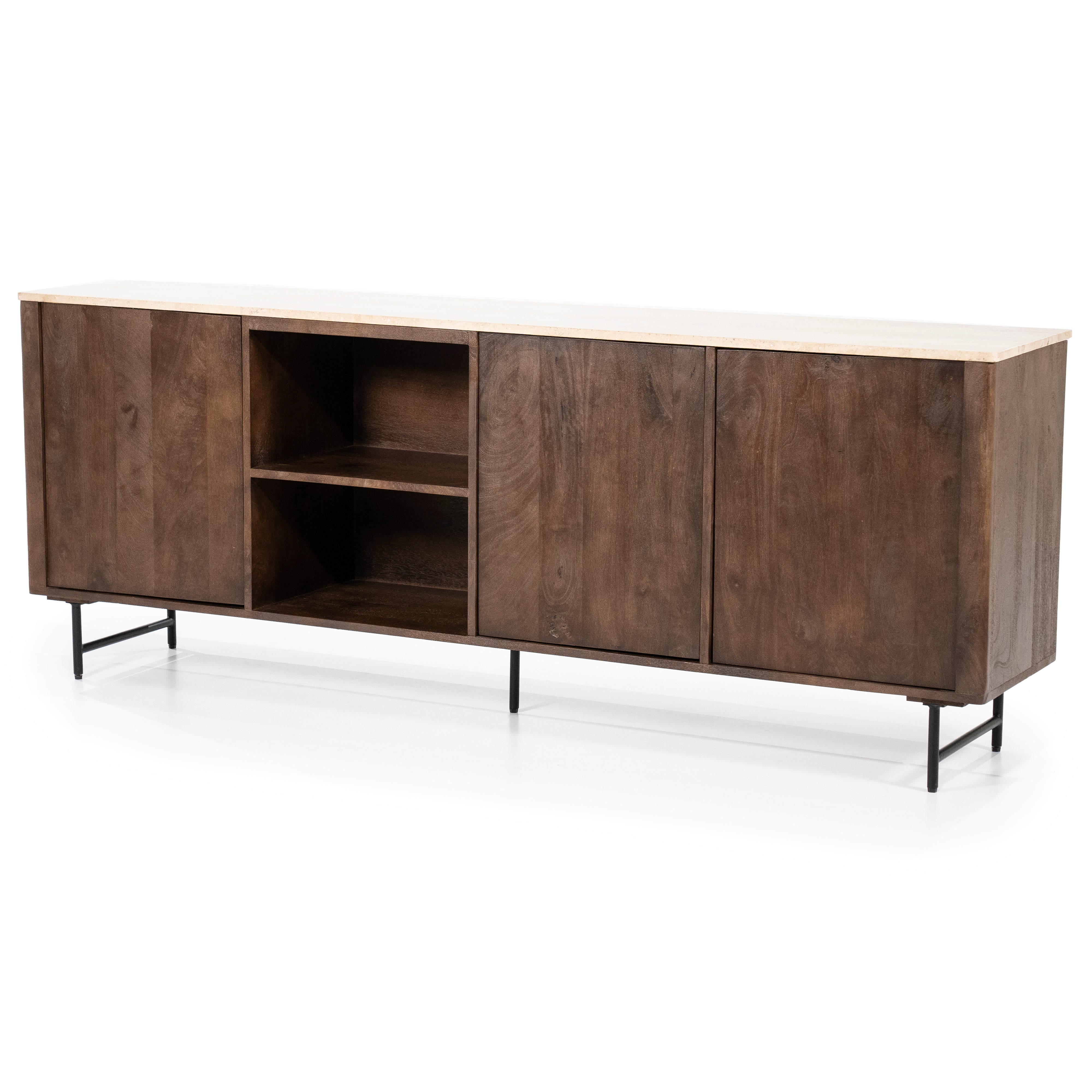 LIO chest of drawers brown mango wood with travertine