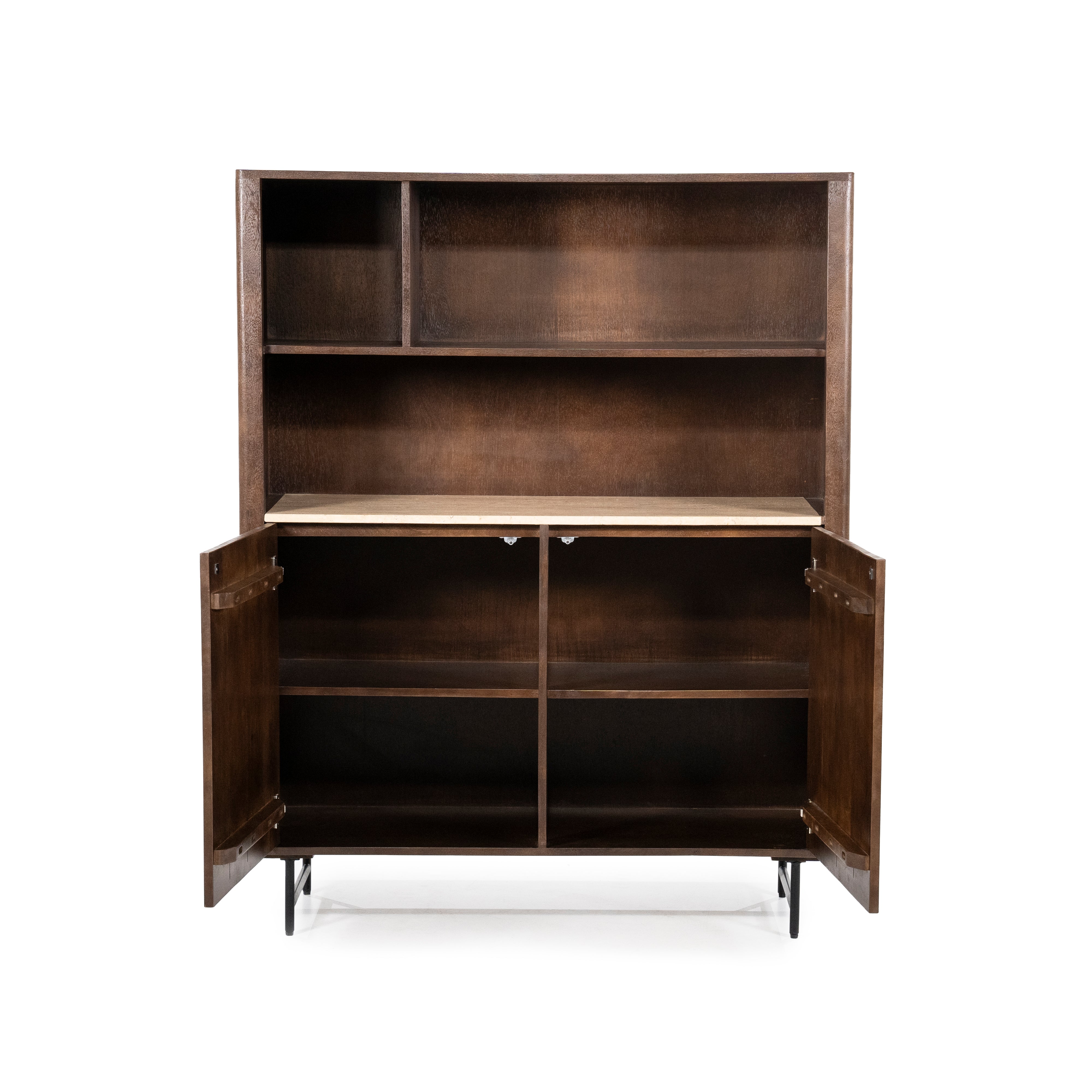 LIO Shelf brown mango wood with travertine
