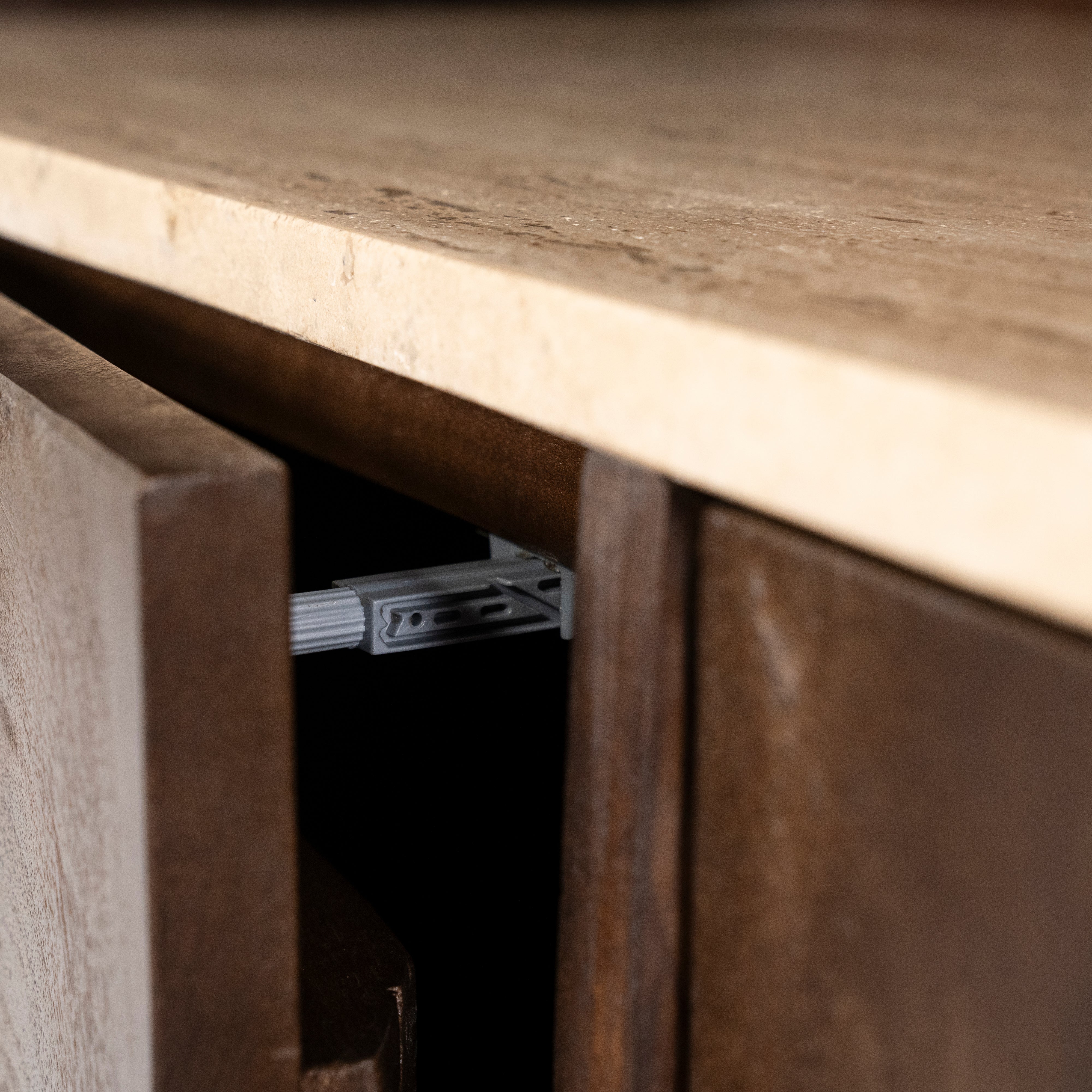 LIO Shelf brown mango wood with travertine