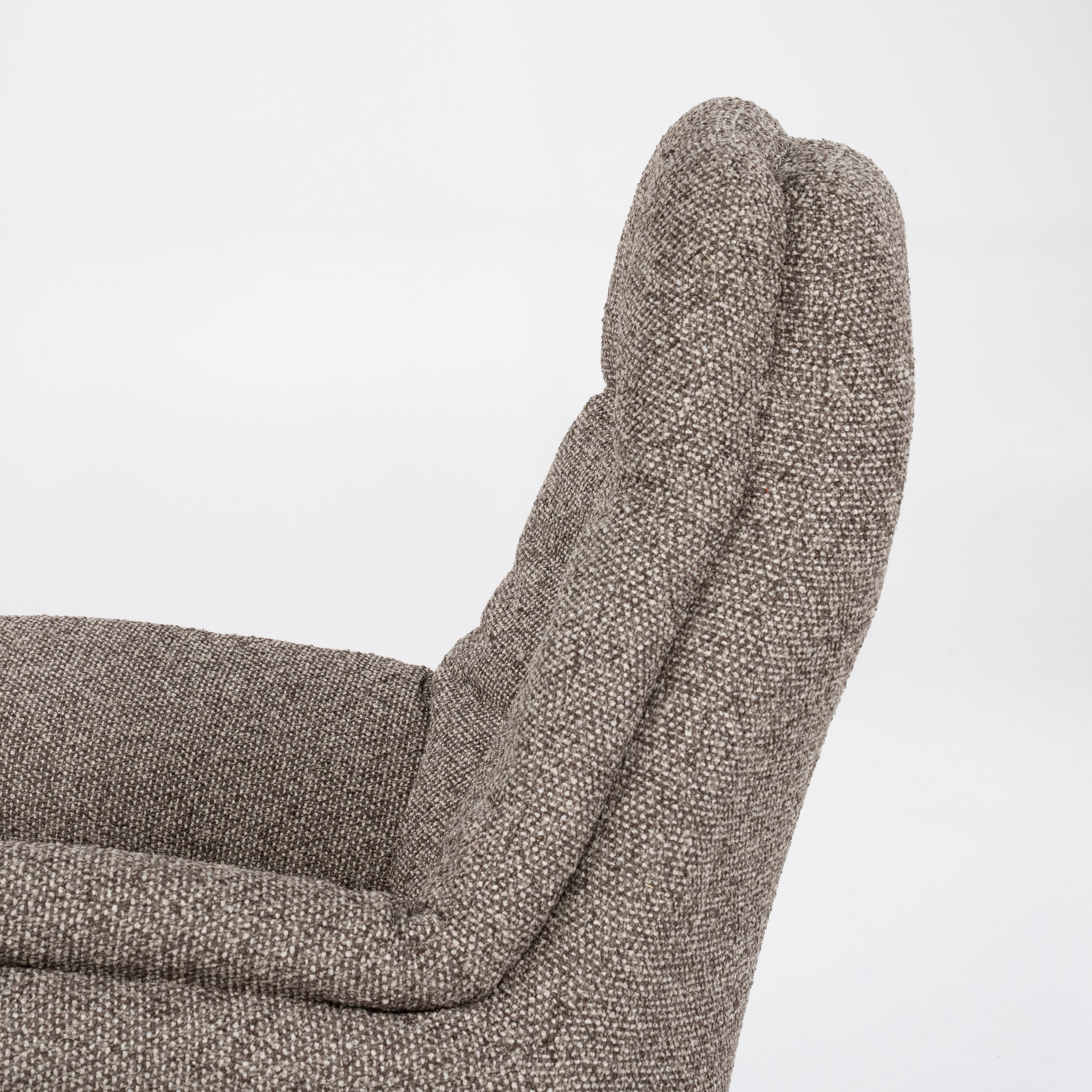 CALEB Dark Beige Armchair with Black Base and Footrest