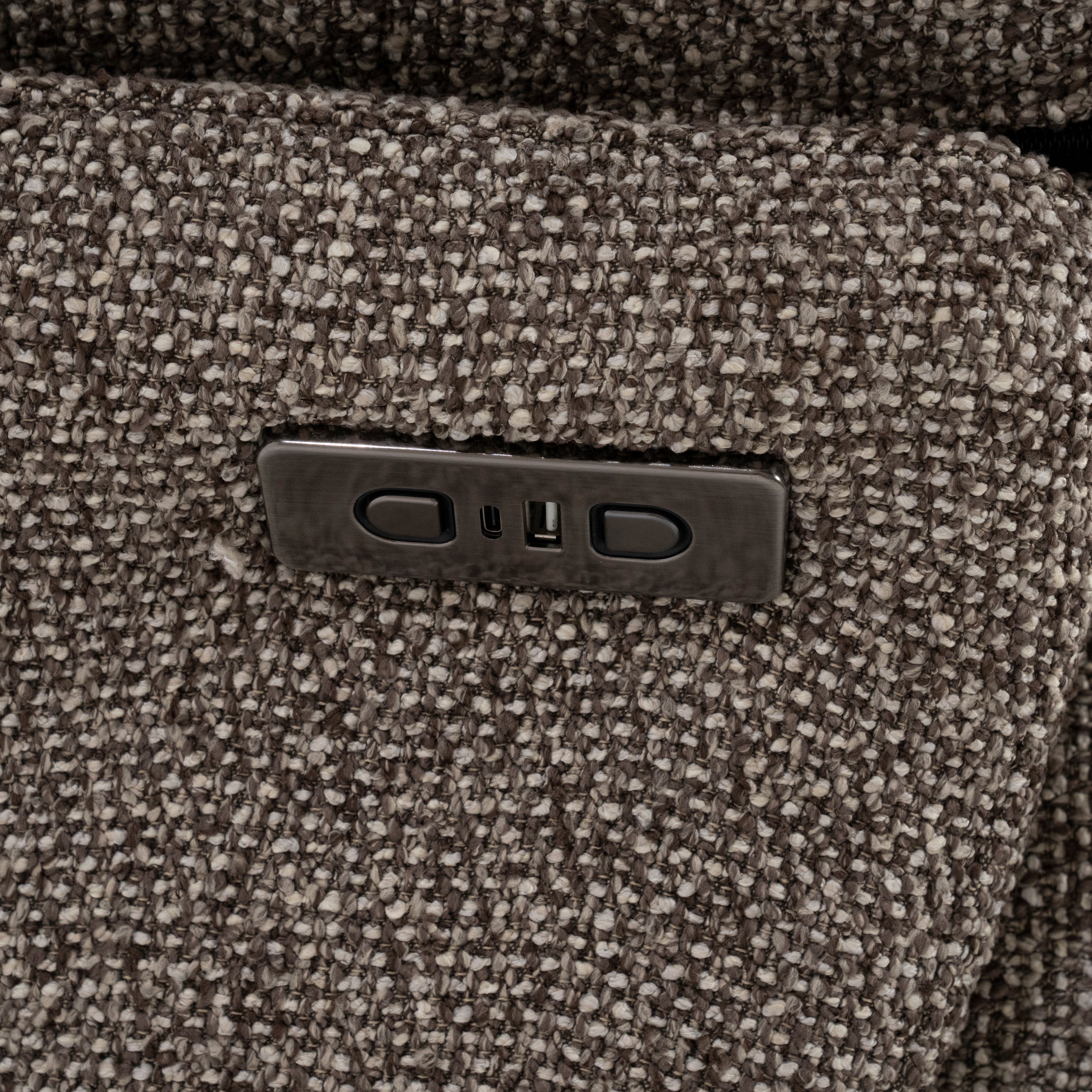 CALEB Dark Beige Armchair with Black Base and Footrest