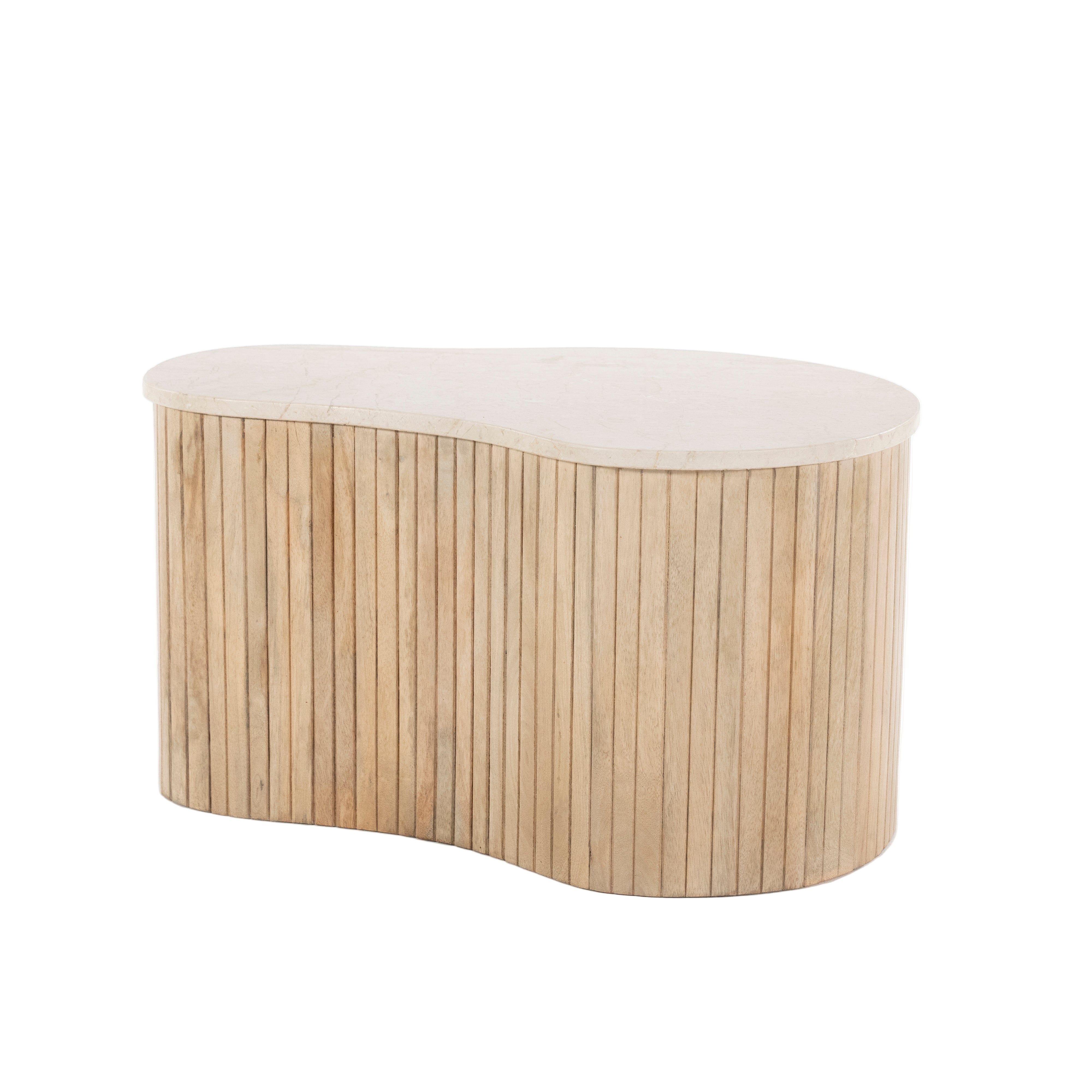 KIRA coffee table made of mango wood with a marble top