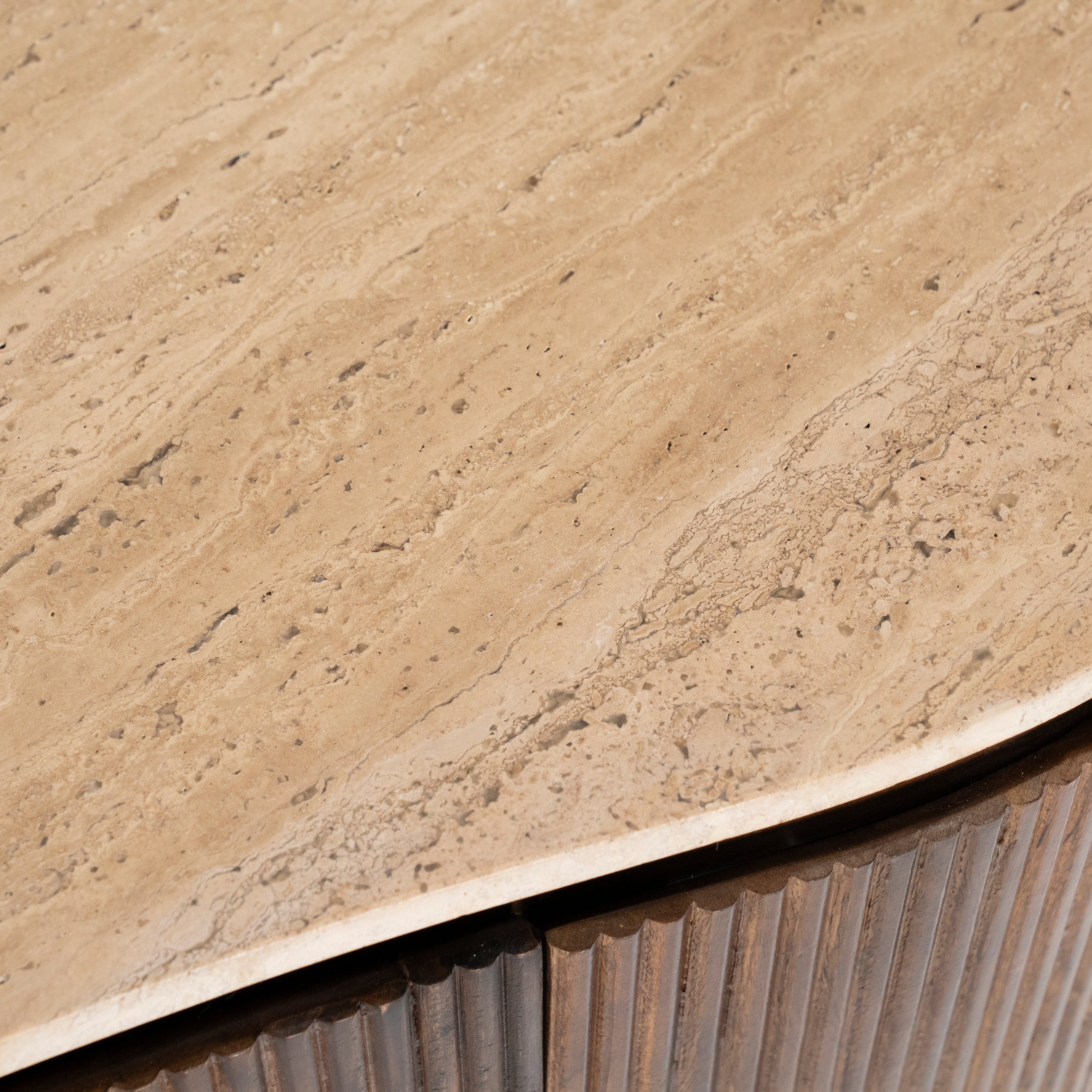 MARI desk made of mango wood with a travertine top