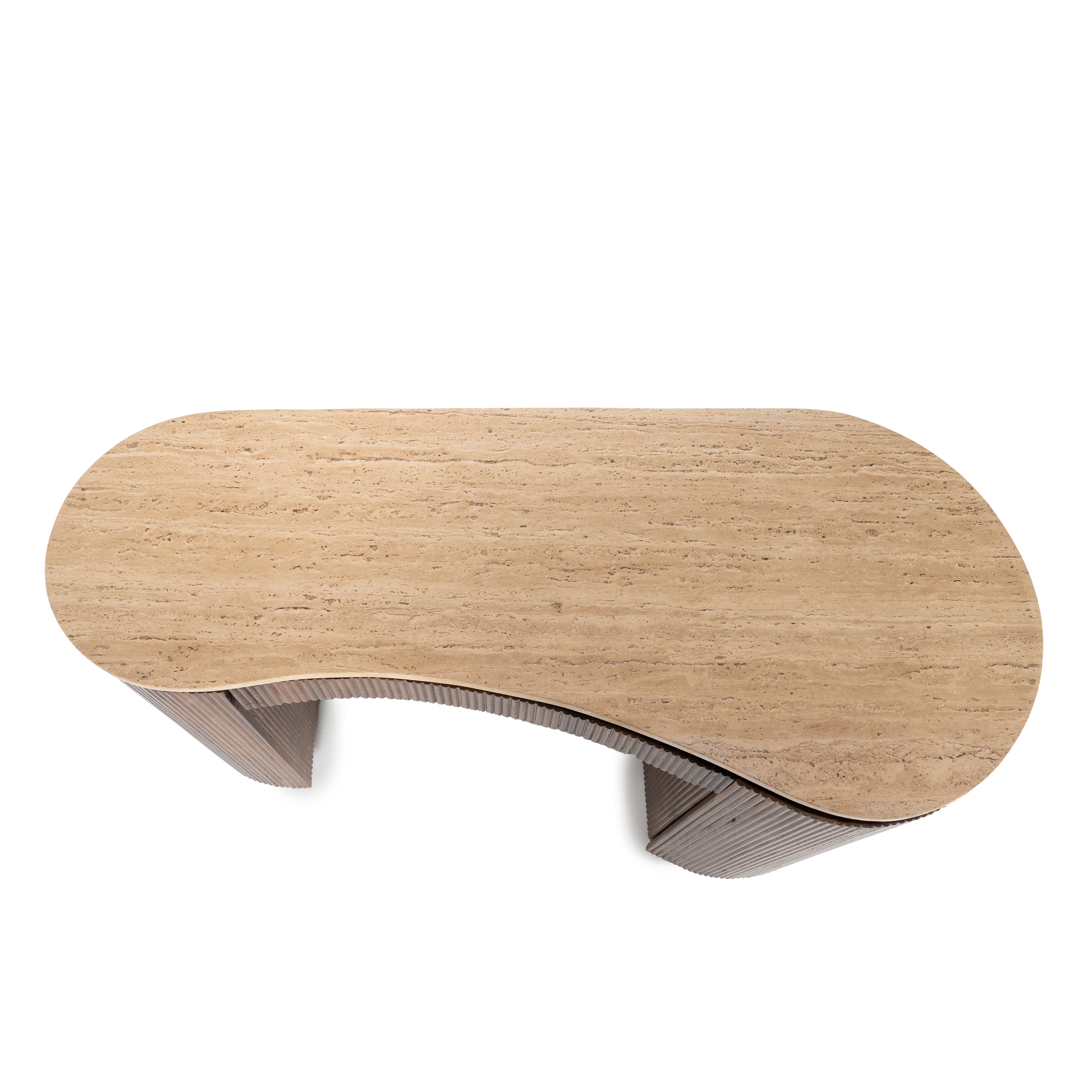 MARI desk made of mango wood with a travertine top