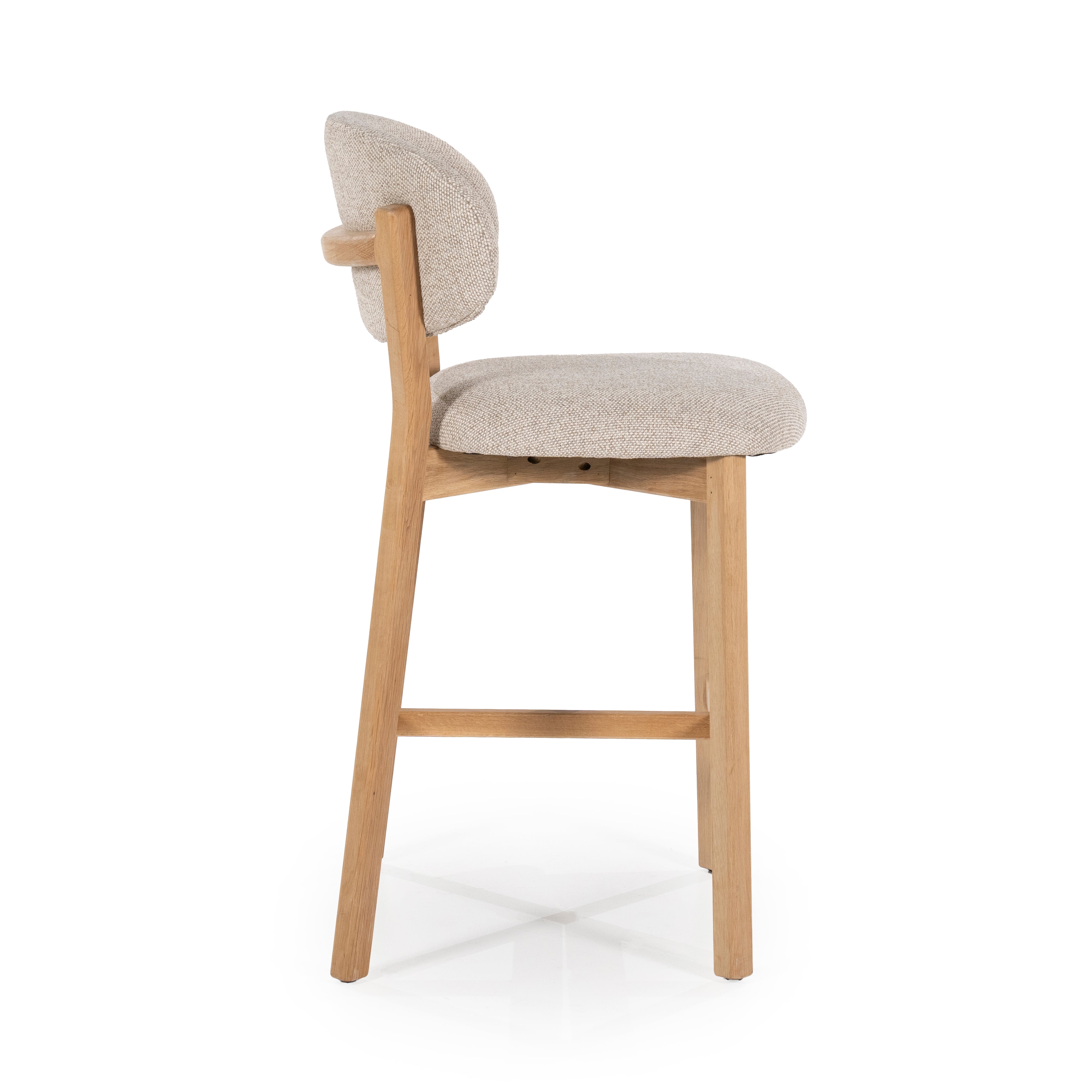 MIKKY taupe stool with oak base