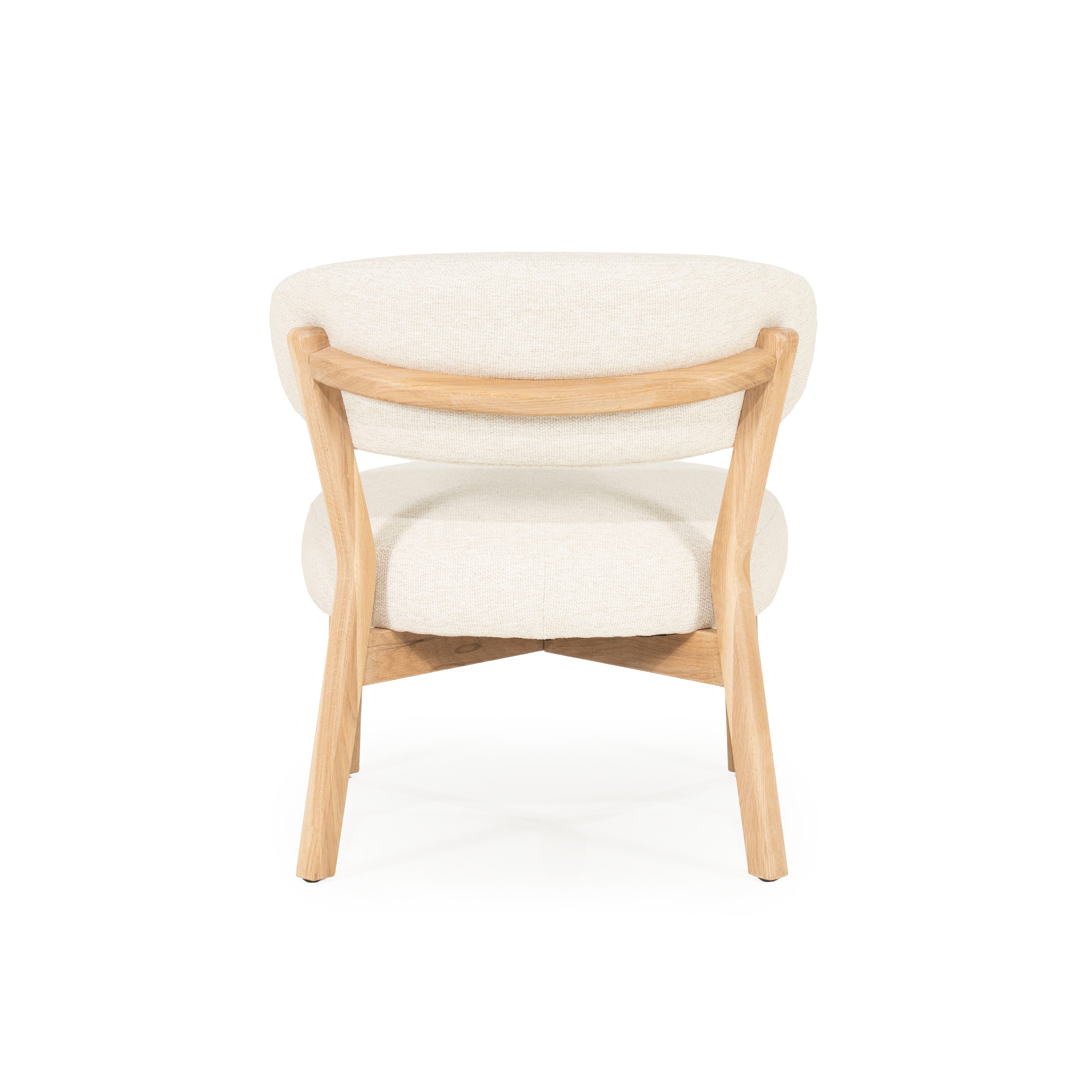 MIKKY Armchair in Light Beige with Light Wooden Base