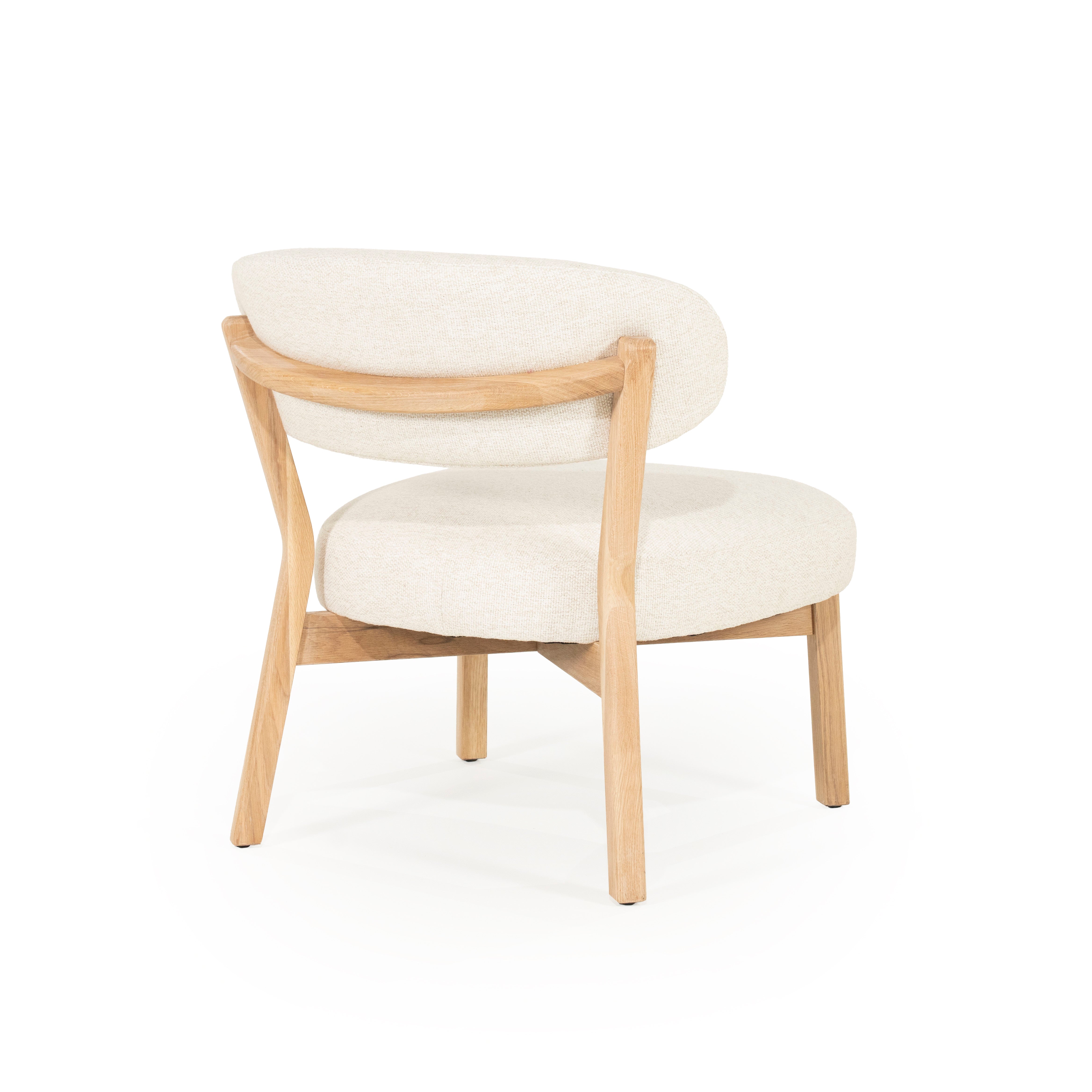 MIKKY Armchair in Light Beige with Light Wooden Base