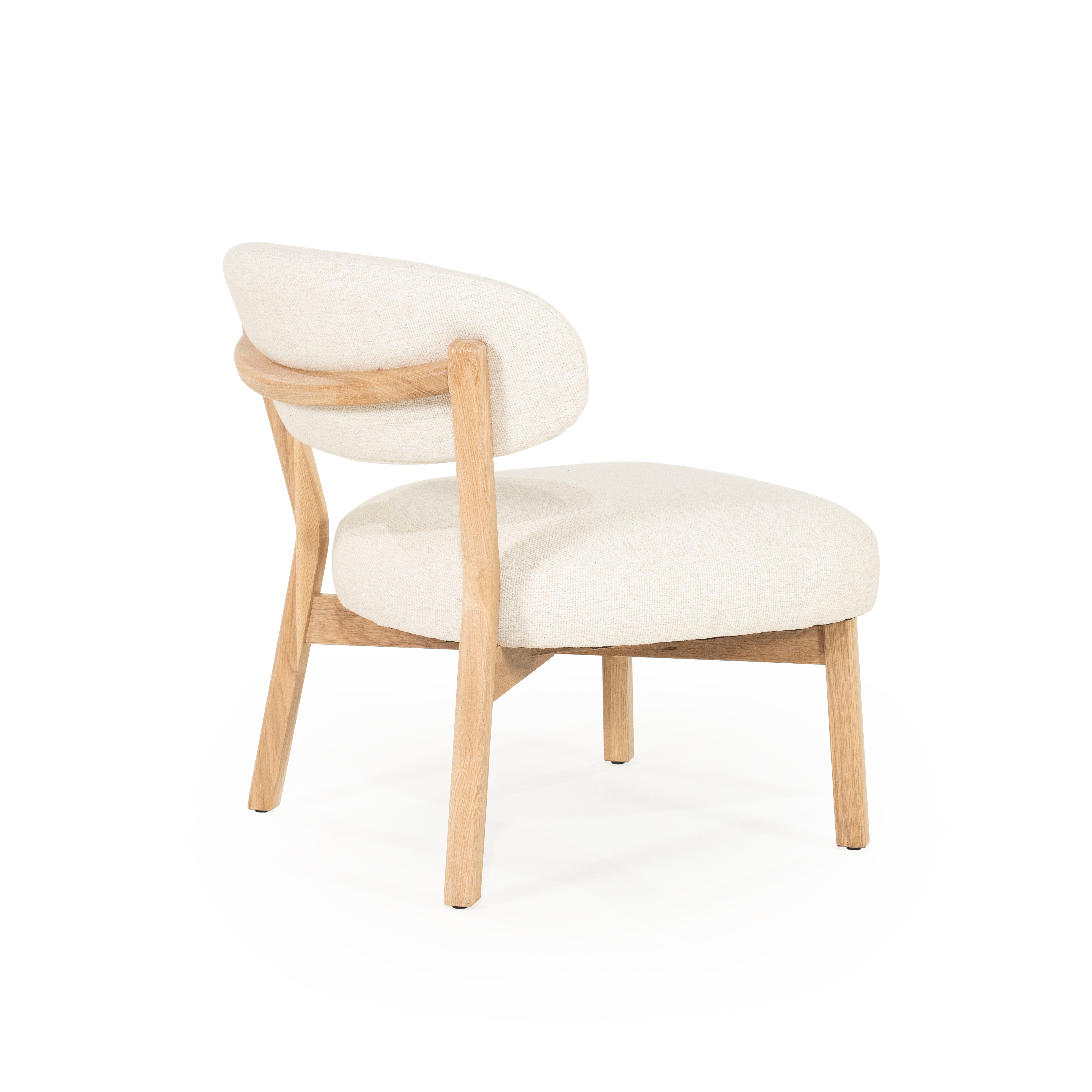 MIKKY Armchair in Light Beige with Light Wooden Base