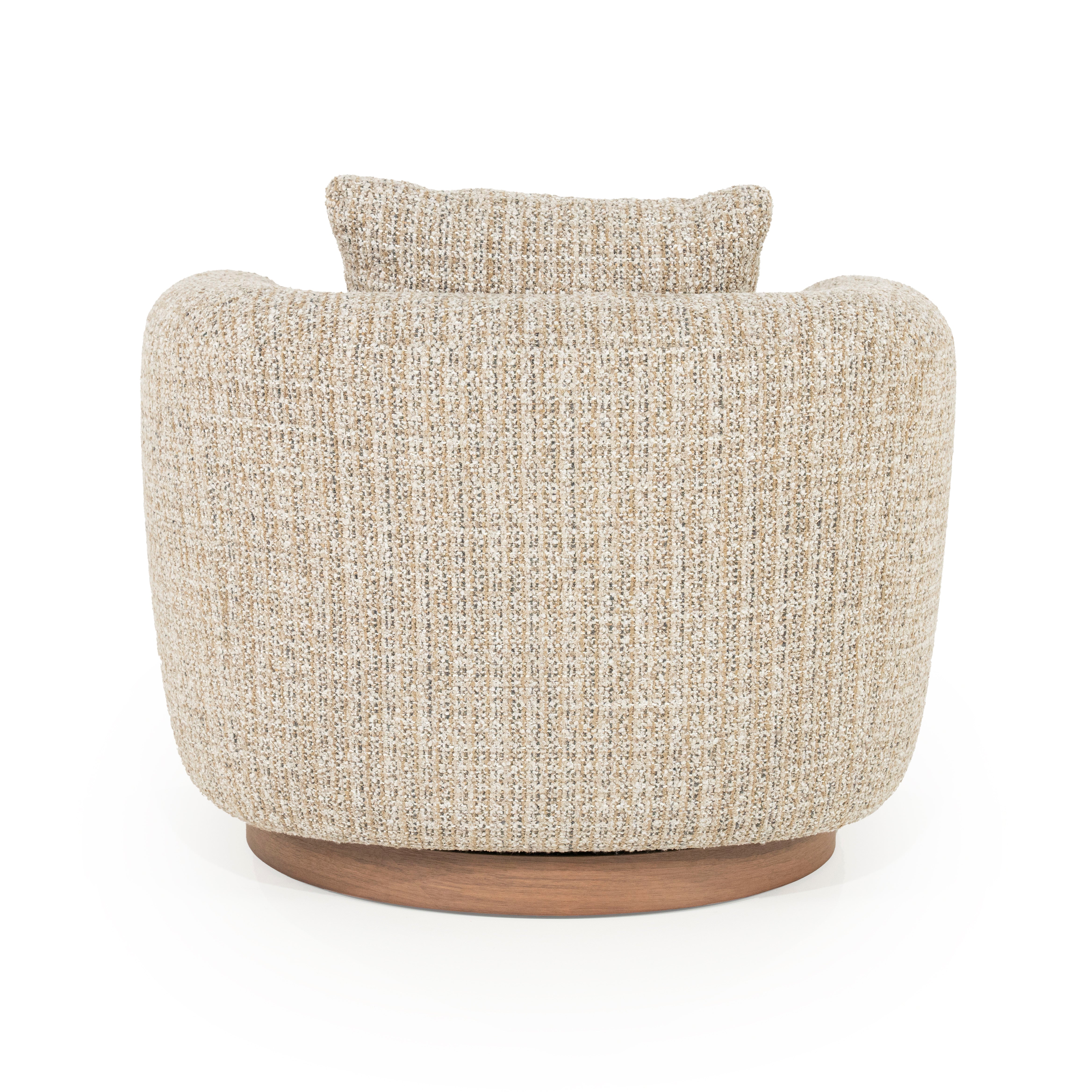 Otočný kreslo JORDAN béžové s drevenou základňou