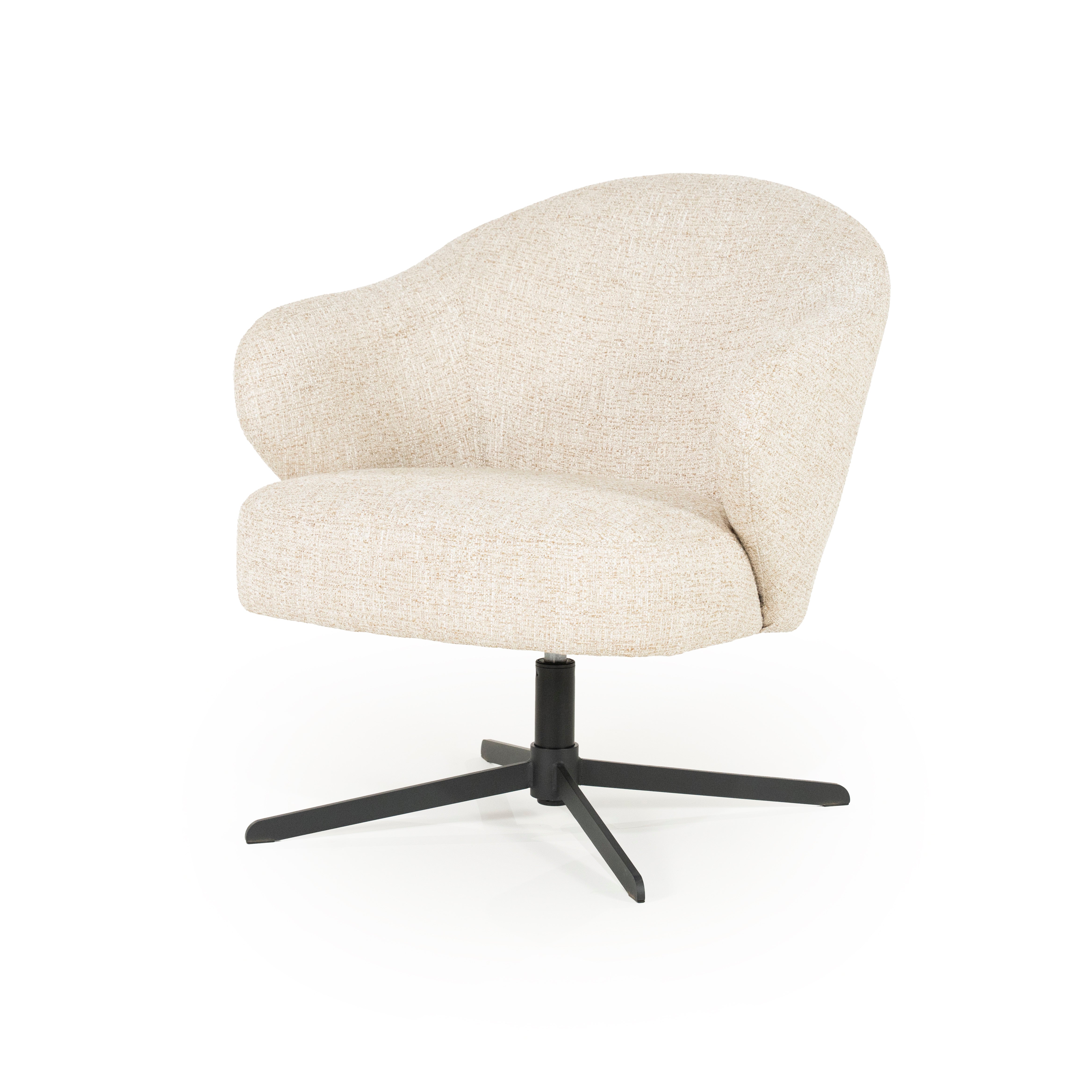 CONNOR light beige swivel armchair with black base