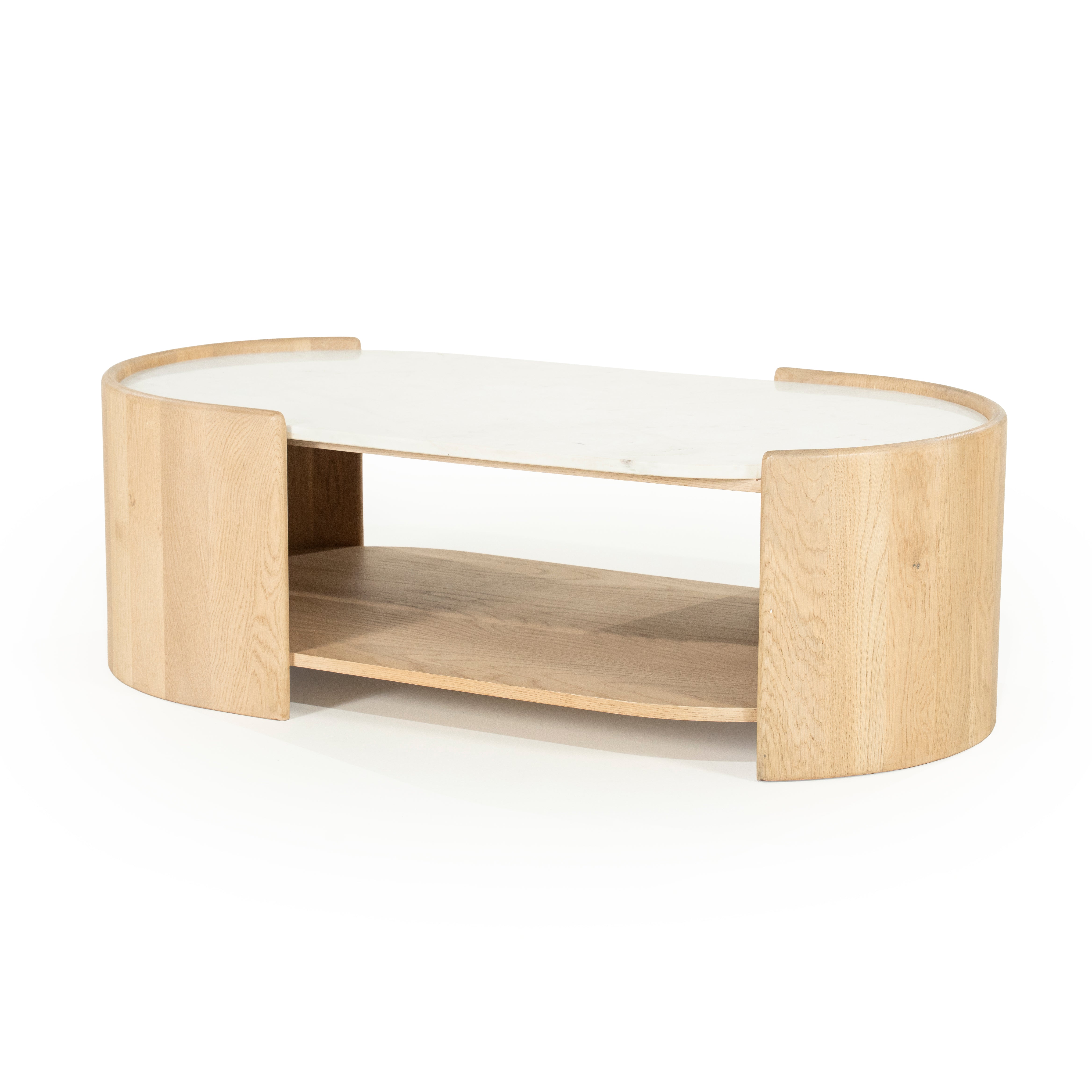 Kávový stolík DON z dubového dreva s mramorovou doskou