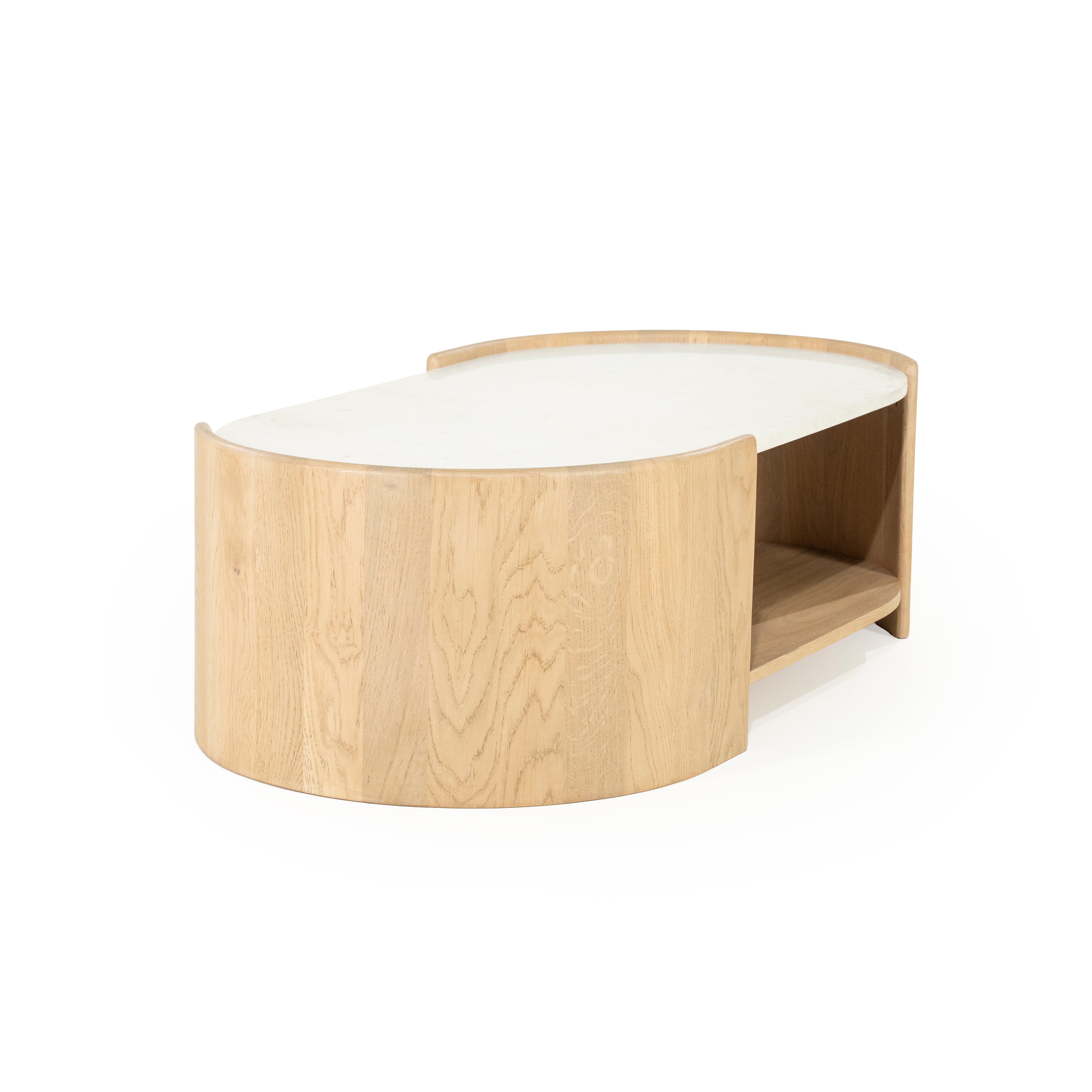 Kávový stolík DON z dubového dreva s mramorovou doskou