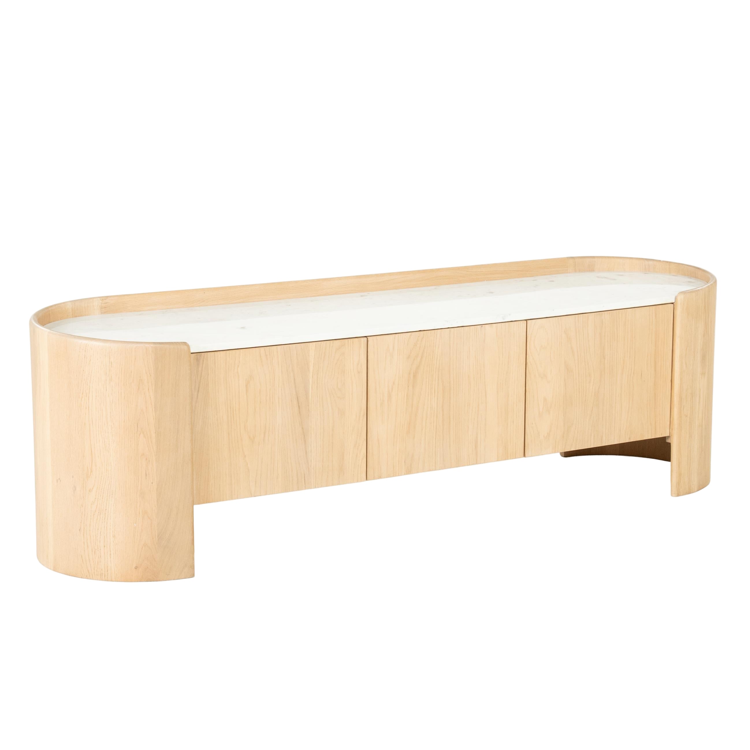 Televízna skrinka DON z dubového dreva s mramorovou doskou